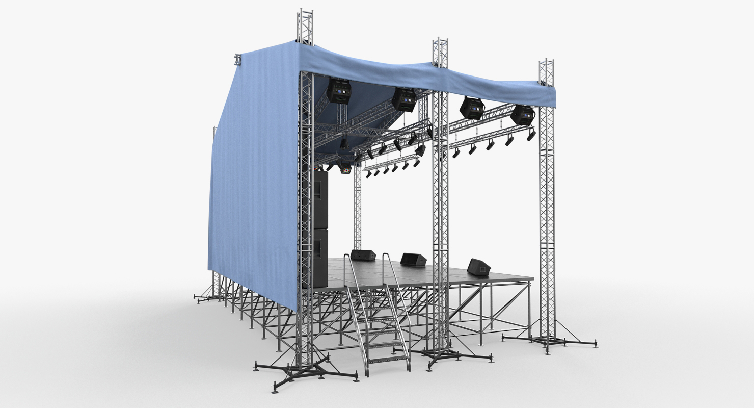 3D Concert Scene with Equipment model