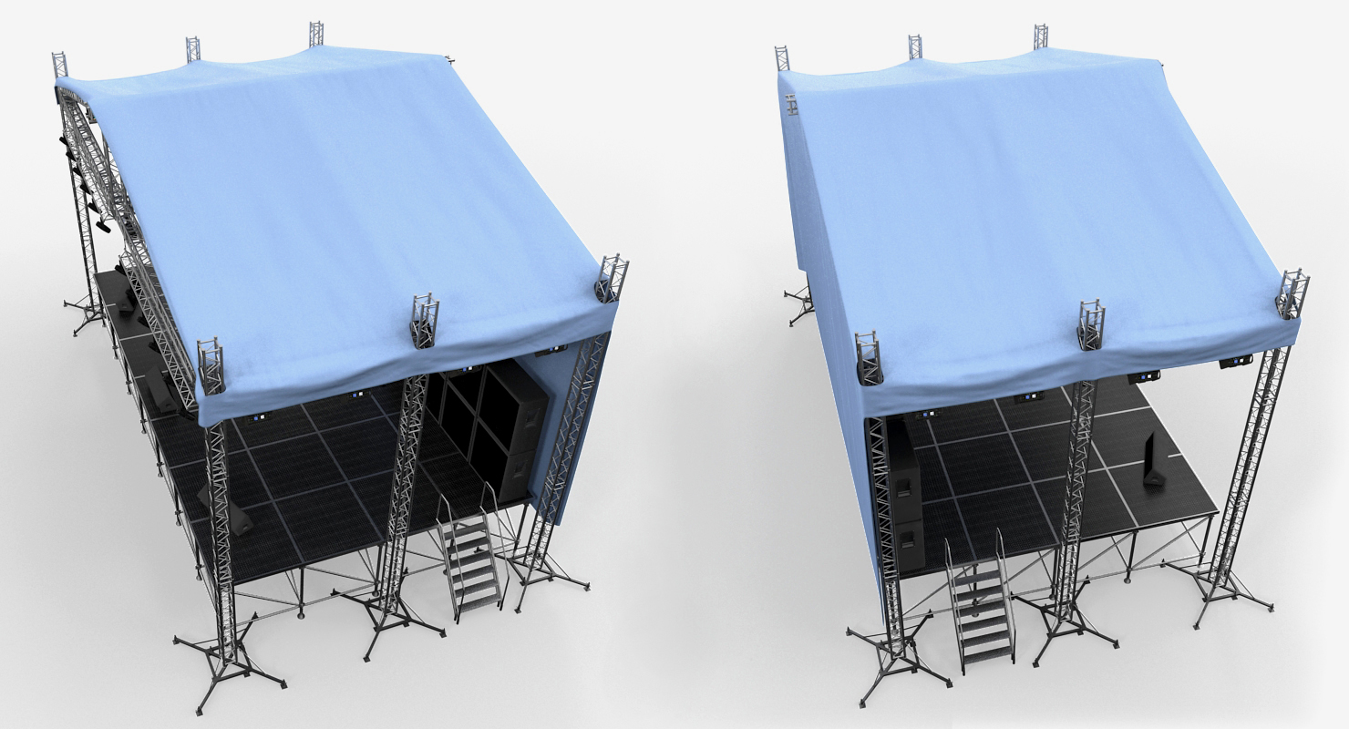 3D Concert Scene with Equipment model