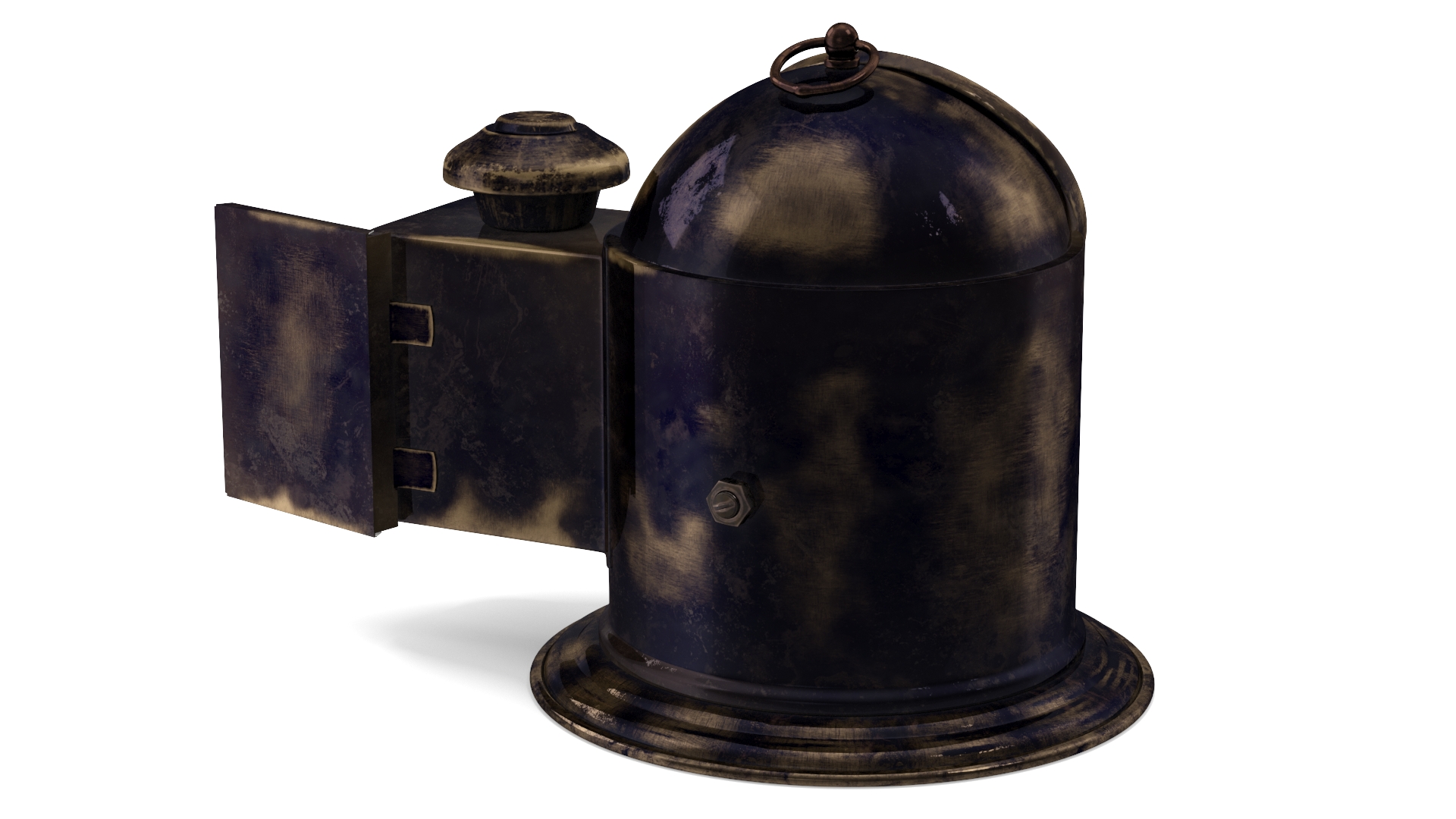 Antique Nautical Ship Gimbal Compass Black Open 3D