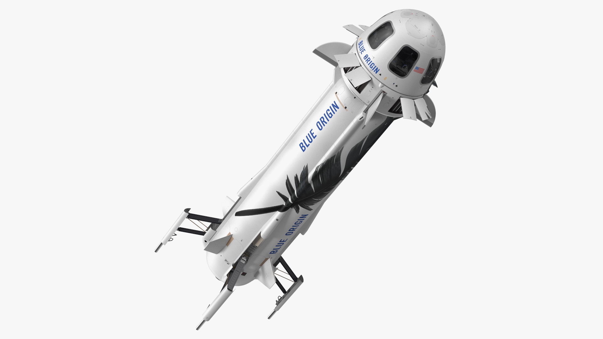 3D Blue Origin New Shepard Rocket Booster with Crew Capsule