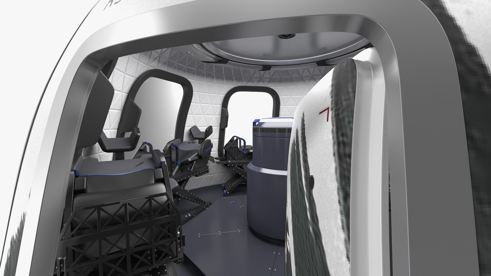 3D Blue Origin New Shepard Rocket Booster with Crew Capsule