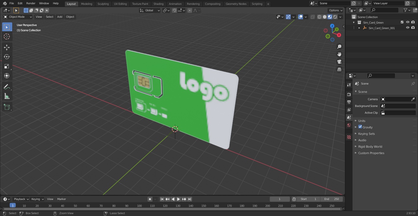 Sim Card Green 3D model