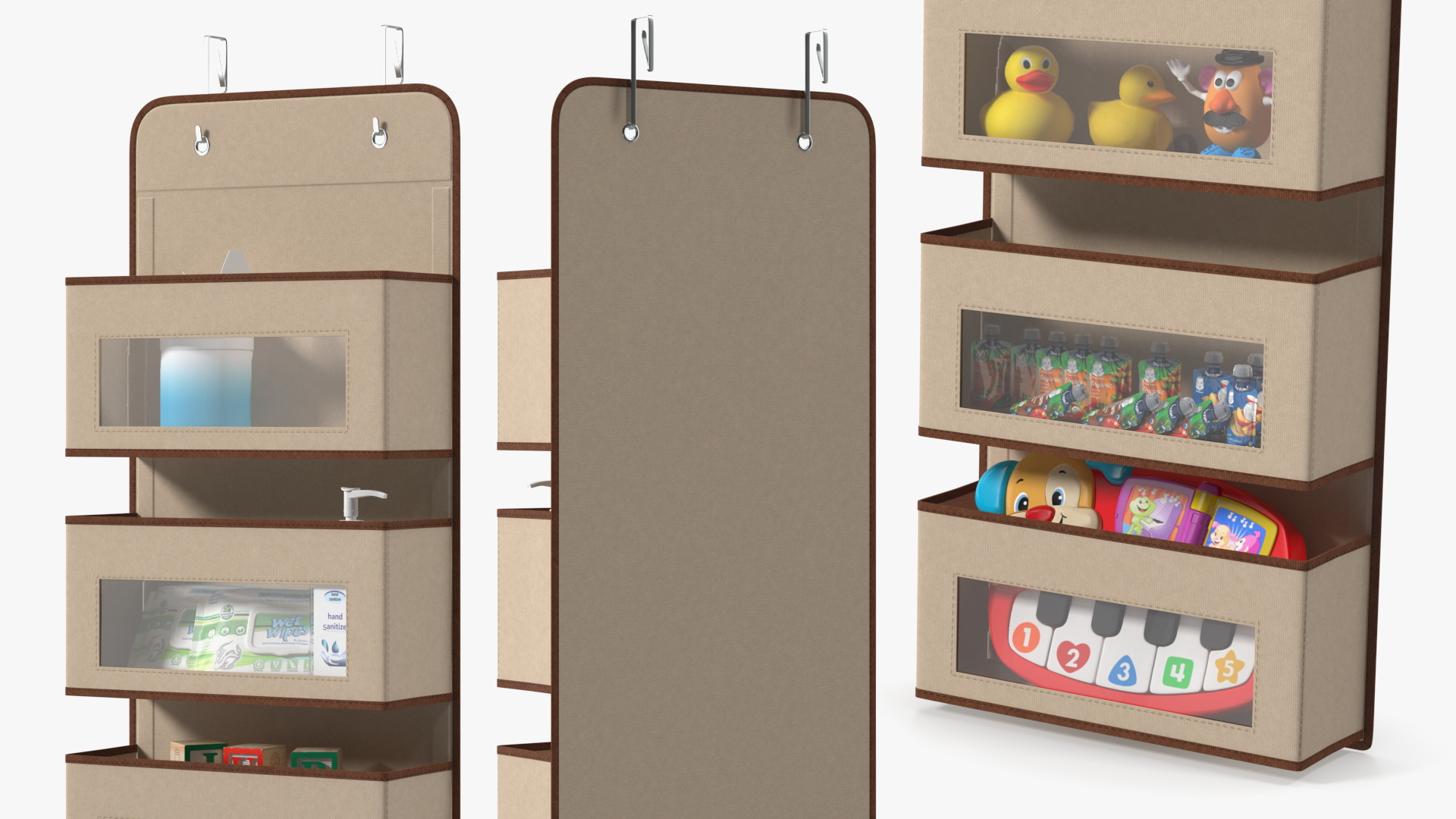Wall Mount Storage Bags with Baby Care Products 3D