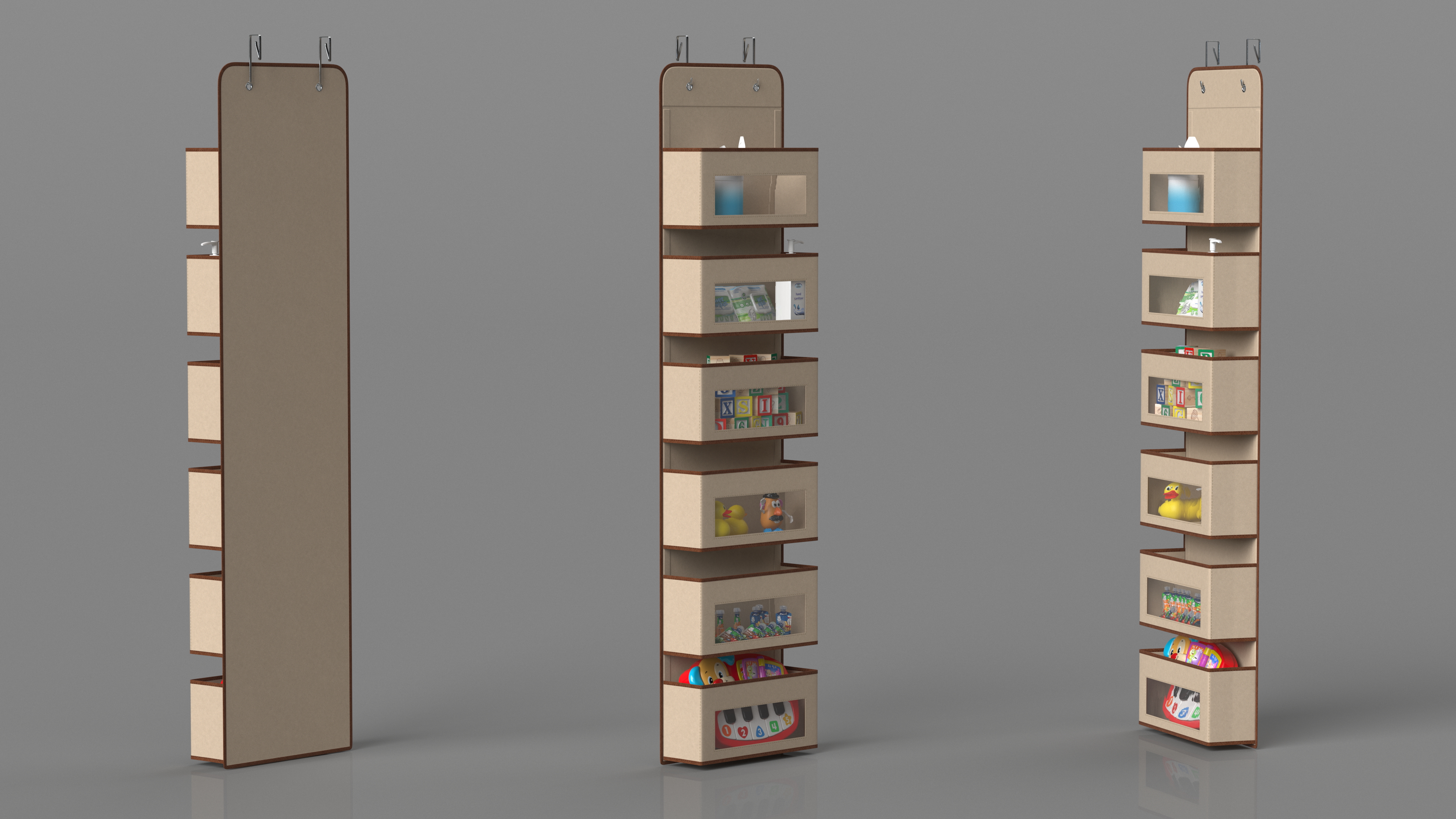 Wall Mount Storage Bags with Baby Care Products 3D