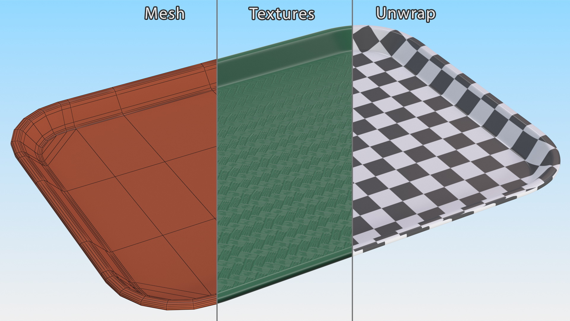 3D Plastic Fast Food Tray Green model