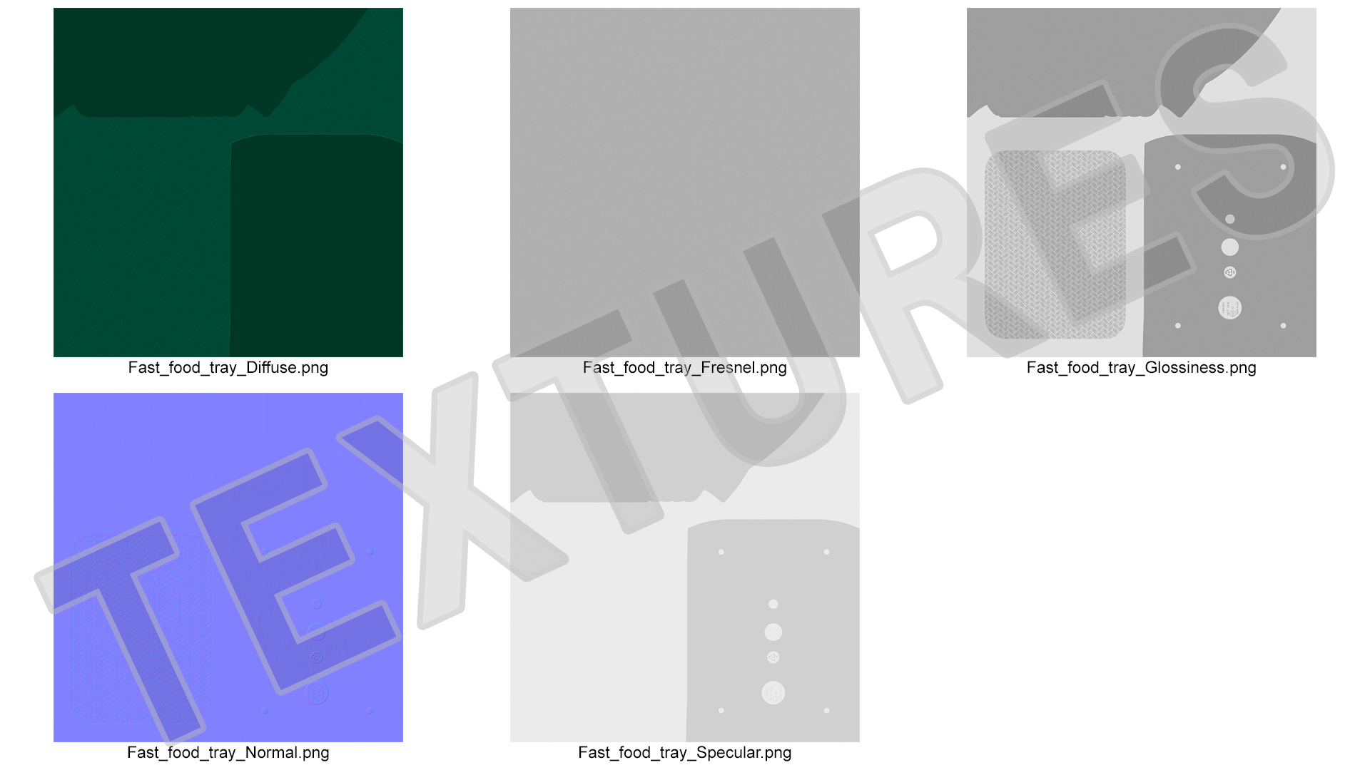 3D Plastic Fast Food Tray Green model