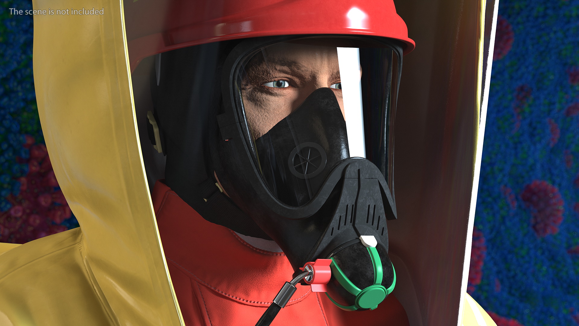3D model Heavy Duty Chemical Protective Suit Walking Pose Yellow
