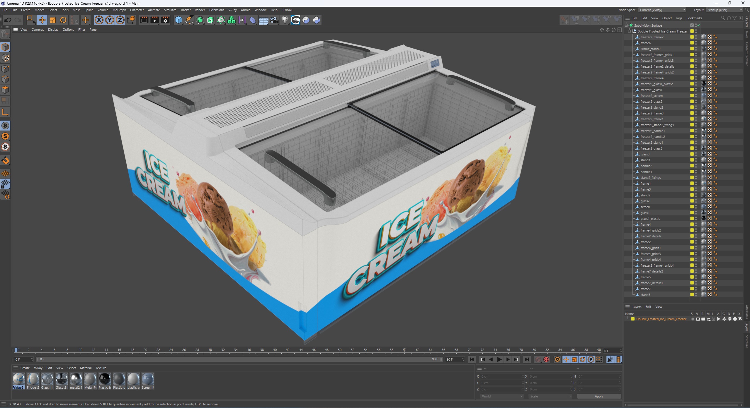 Double Frosted Ice Cream Freezer 3D