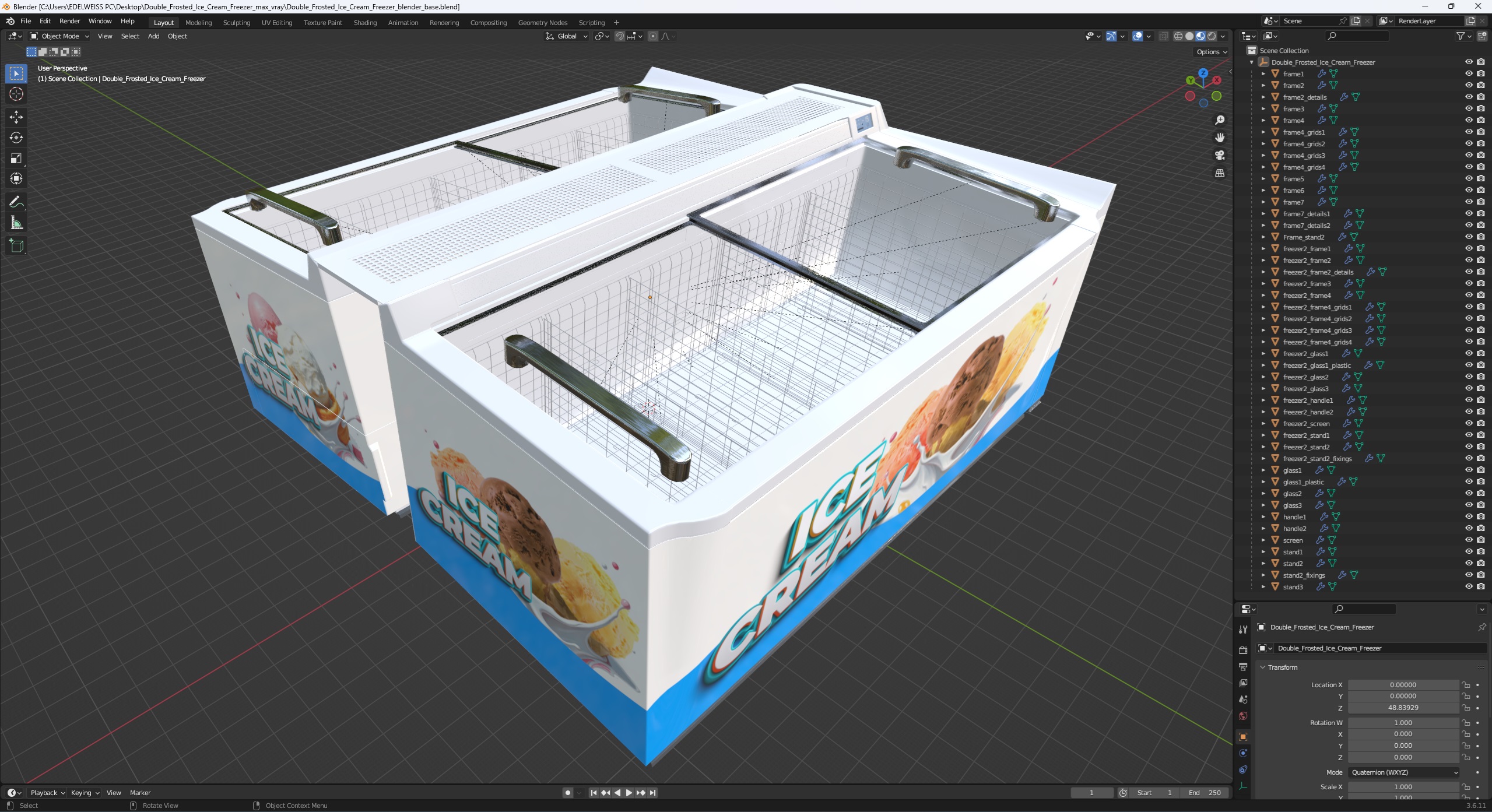 Double Frosted Ice Cream Freezer 3D