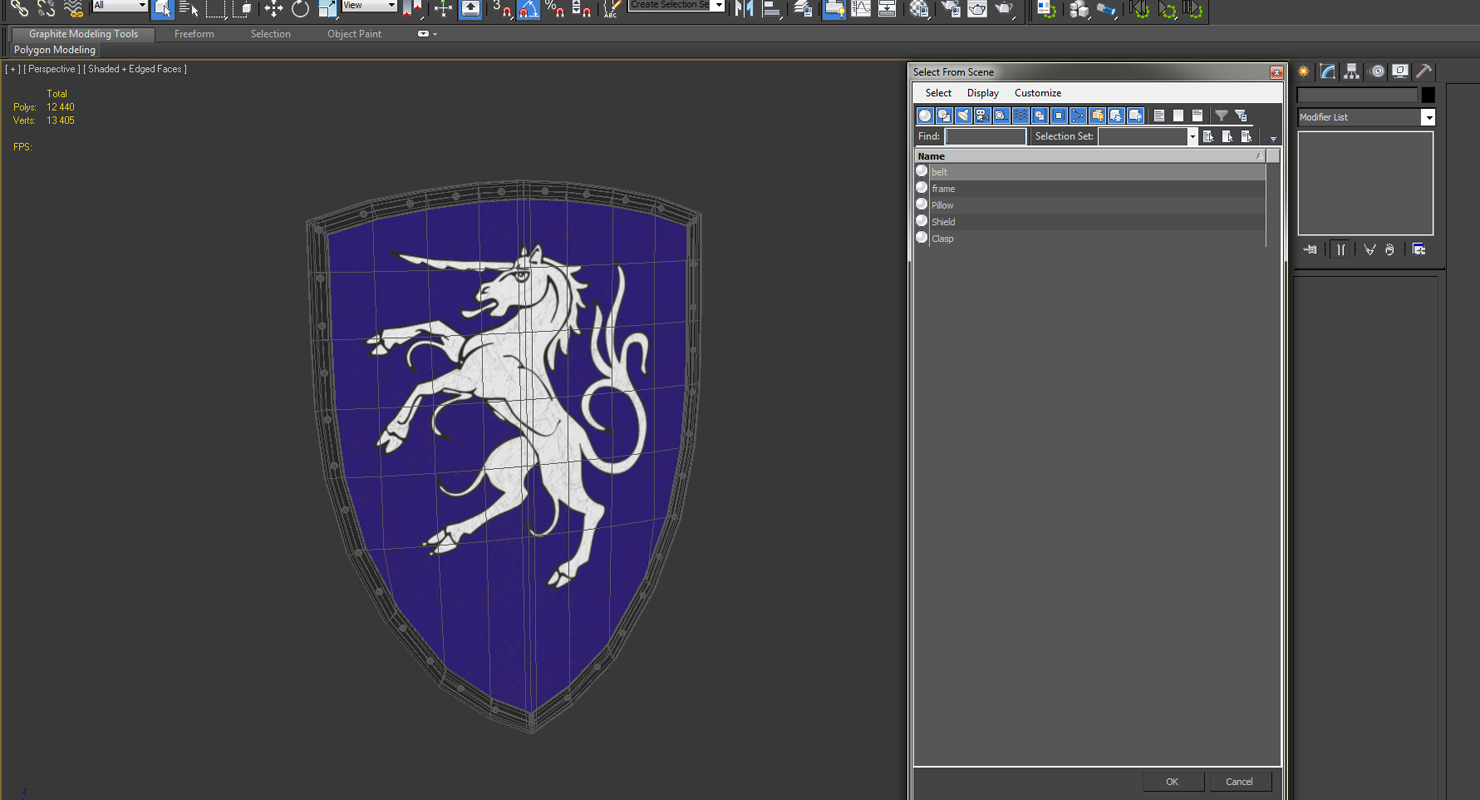 3D Unicorn Medieval Shield model