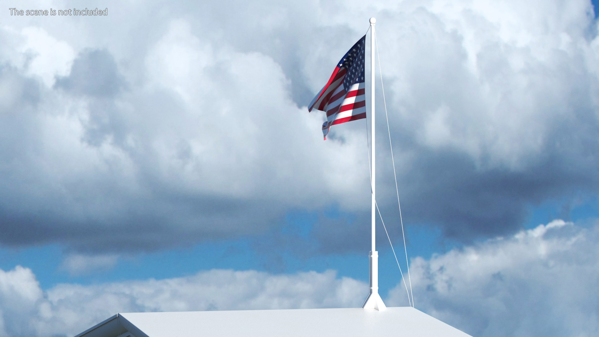 3D USA Flag on Small Flagpole