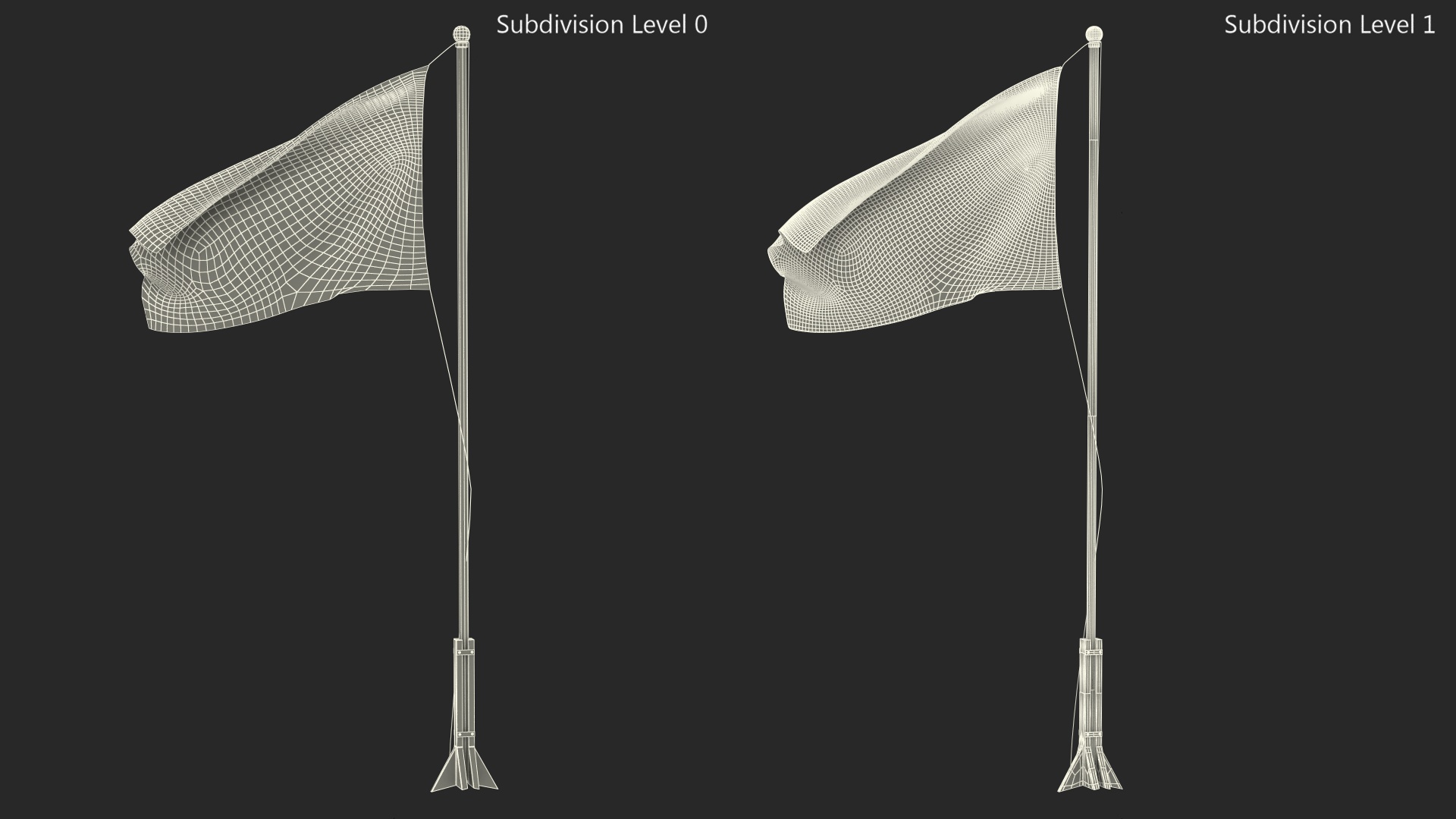 3D USA Flag on Small Flagpole