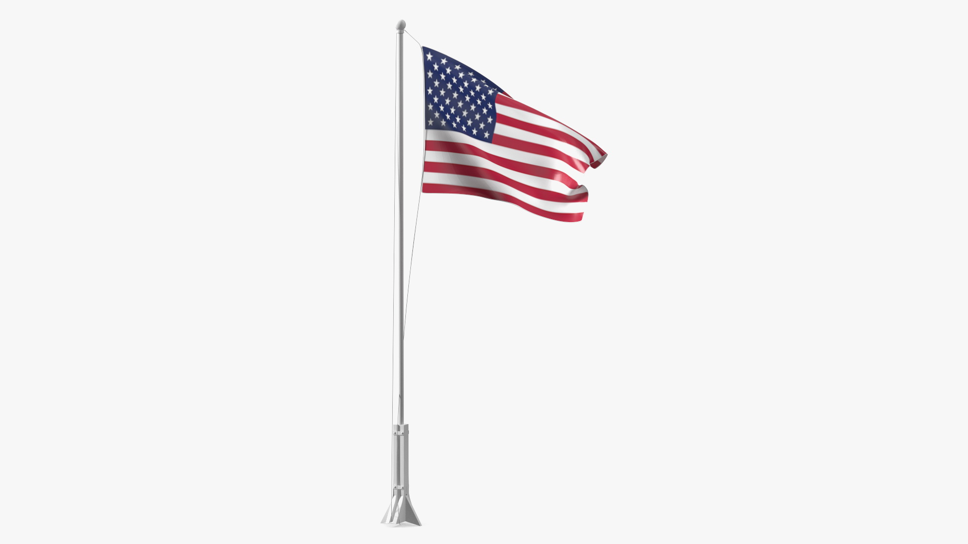 3D USA Flag on Small Flagpole