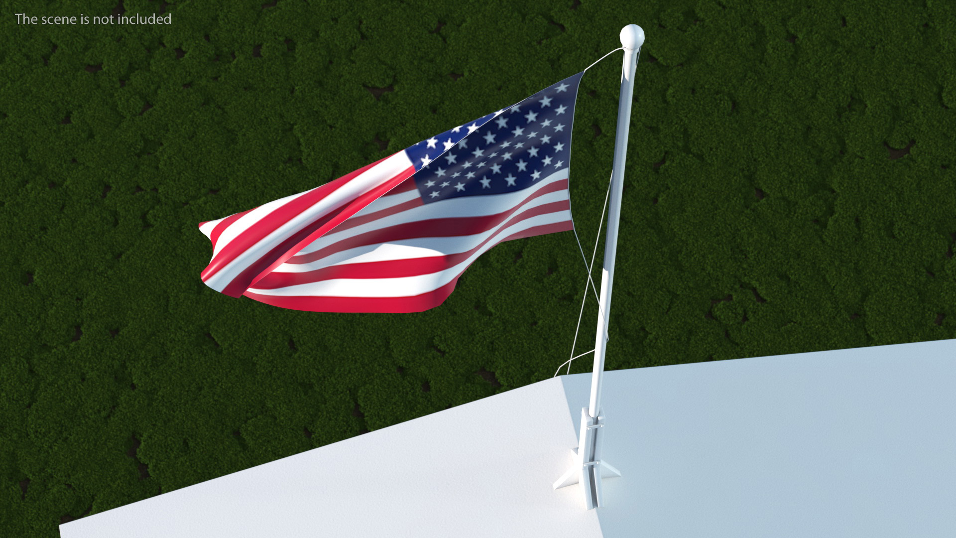 3D USA Flag on Small Flagpole