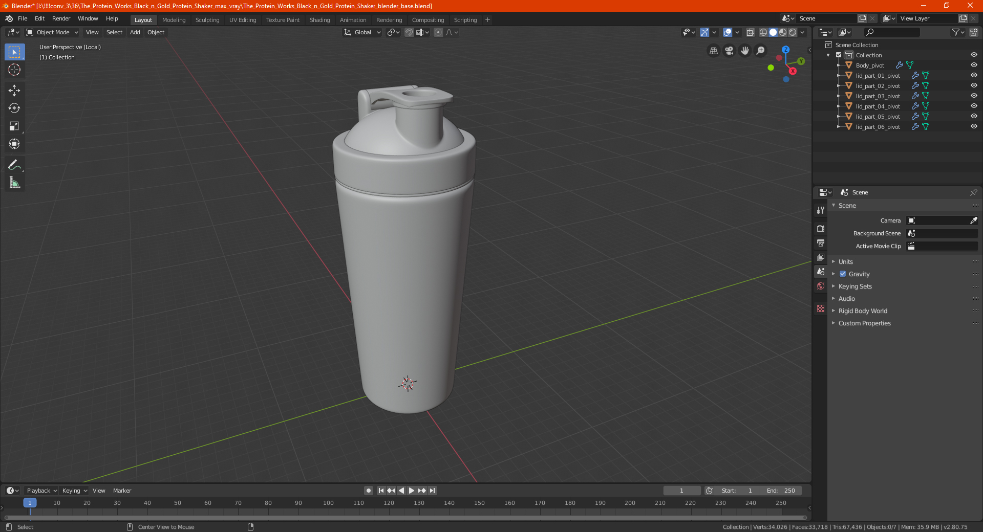 3D model The Protein Works Black n Gold Protein Shaker