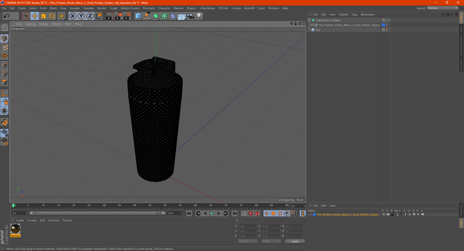 3D model The Protein Works Black n Gold Protein Shaker