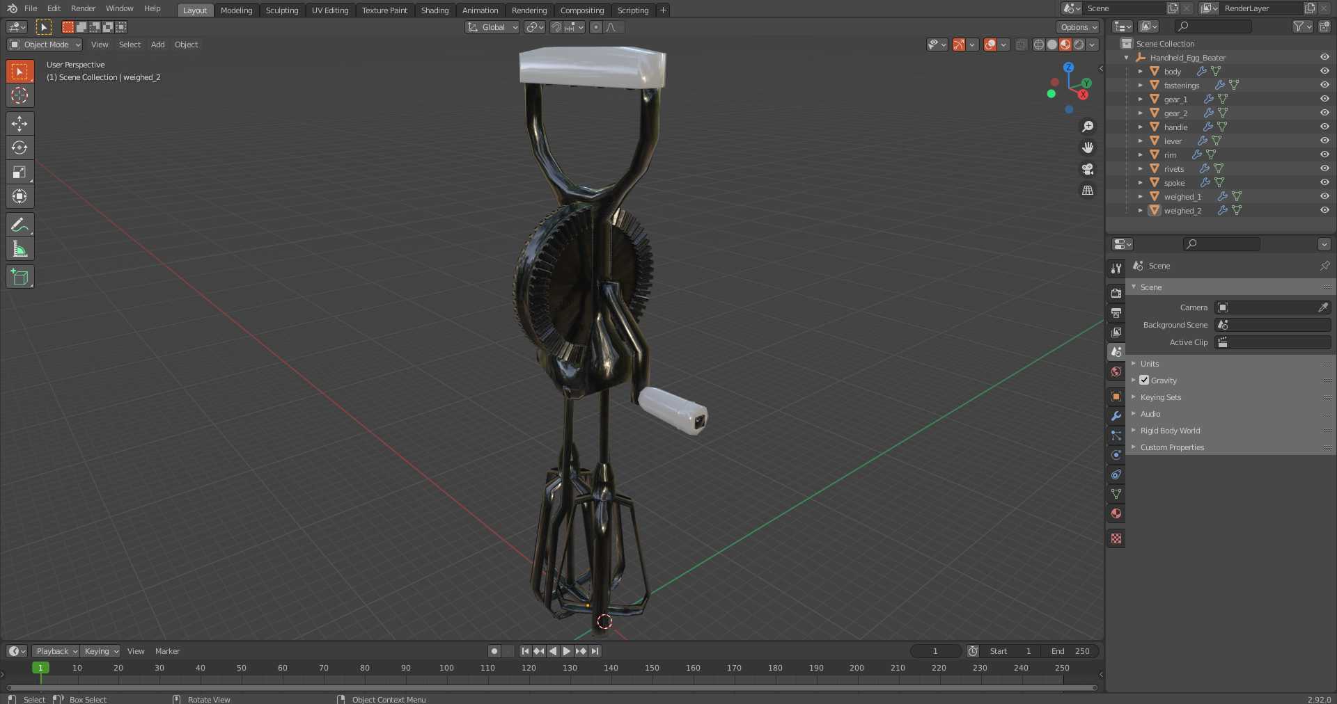 Handheld Egg Beater 3D model