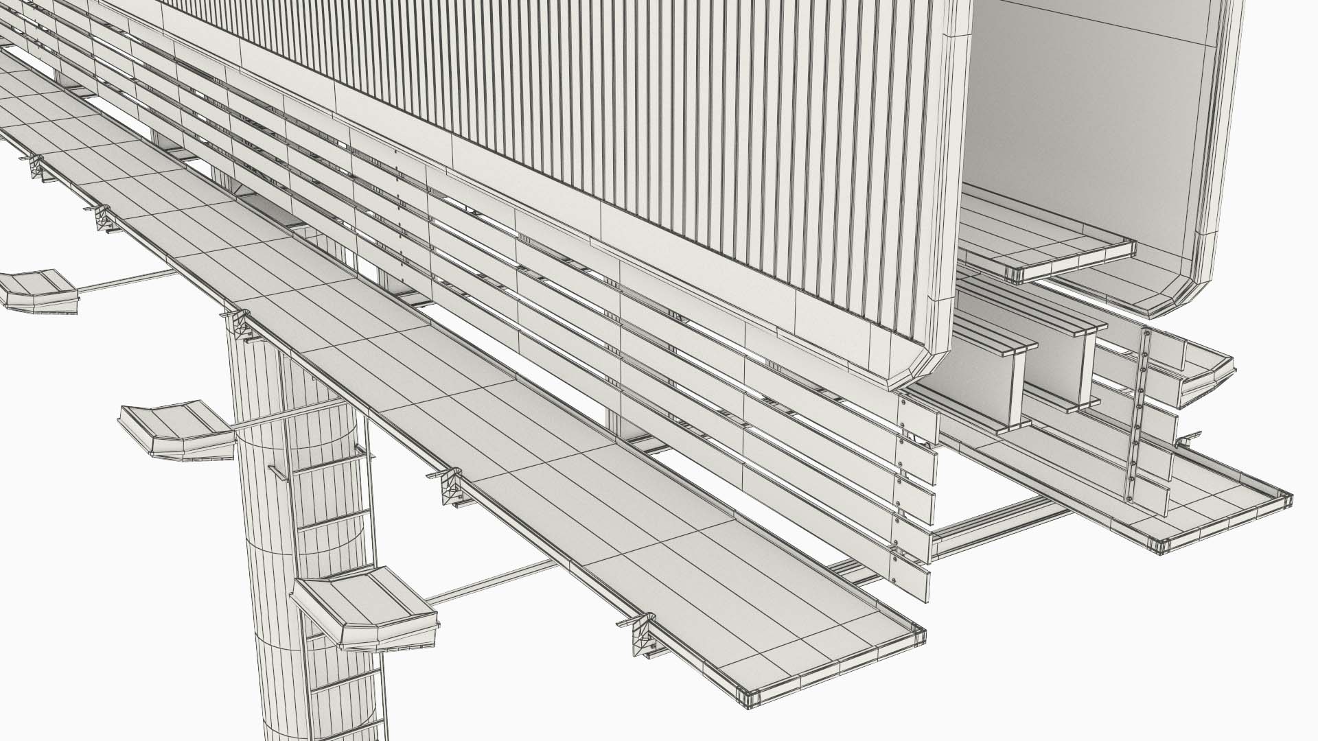 Mockup Outdoor Prism Billboard on Monopole Rigged - view 10