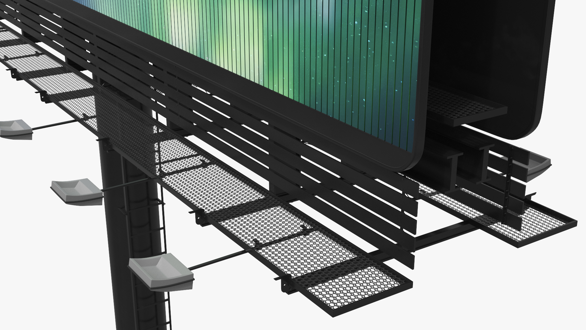 Mockup Outdoor Prism Billboard on Monopole Rigged - view 4