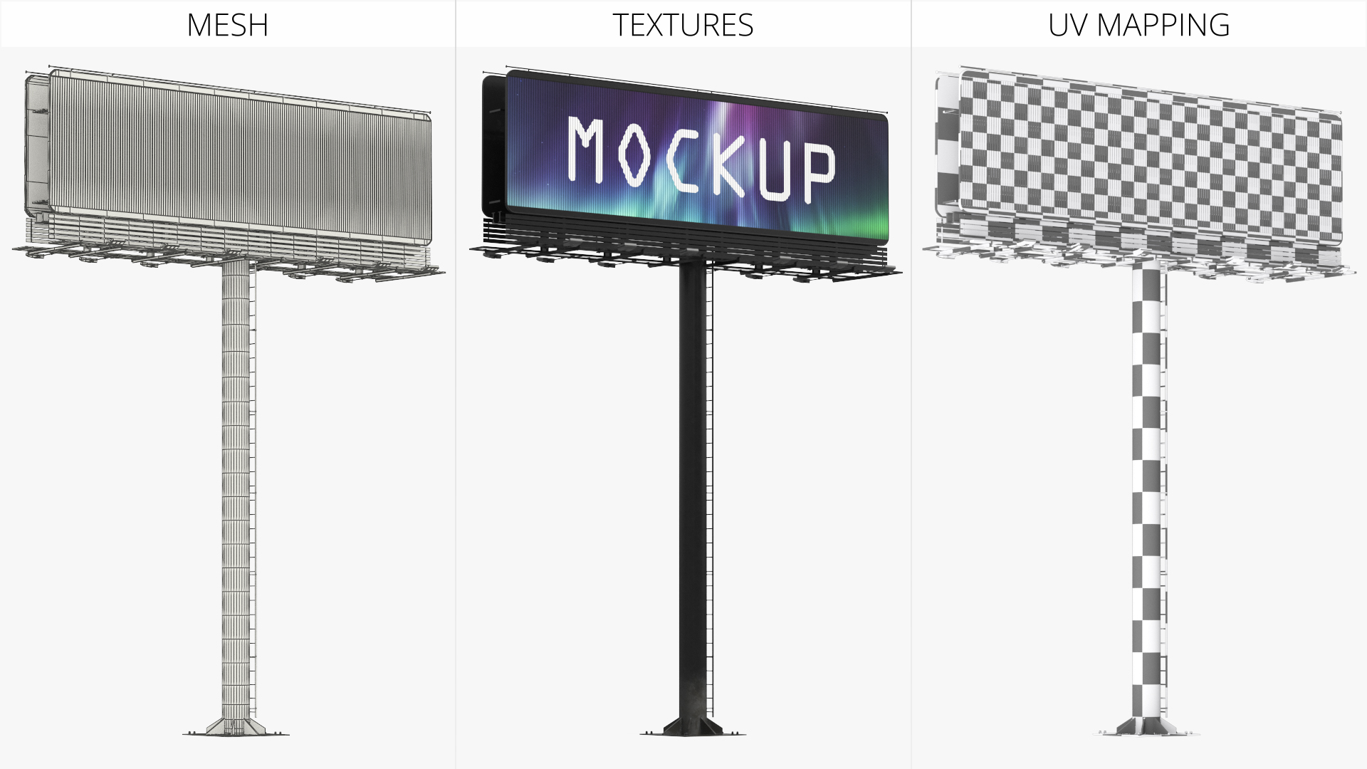 Mockup Outdoor Prism Billboard on Monopole Rigged - view 8