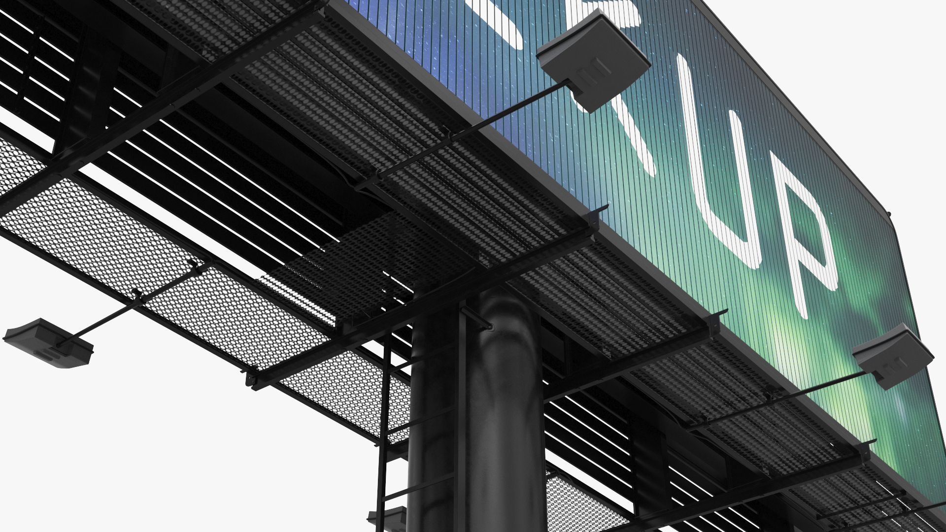 Mockup Outdoor Prism Billboard on Monopole Rigged - view 5