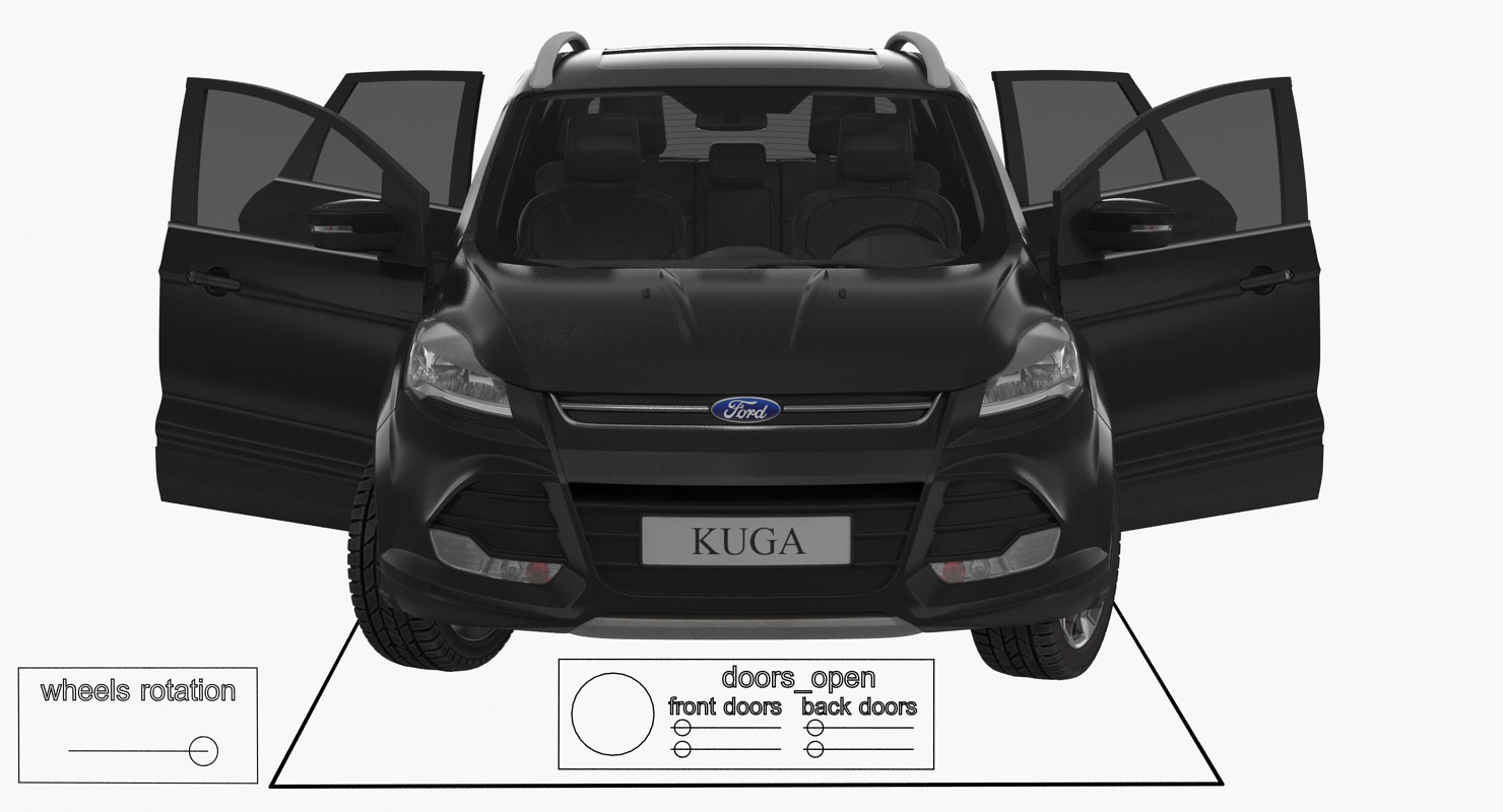 3D model Ford Kuga FWD 2016 Rigged