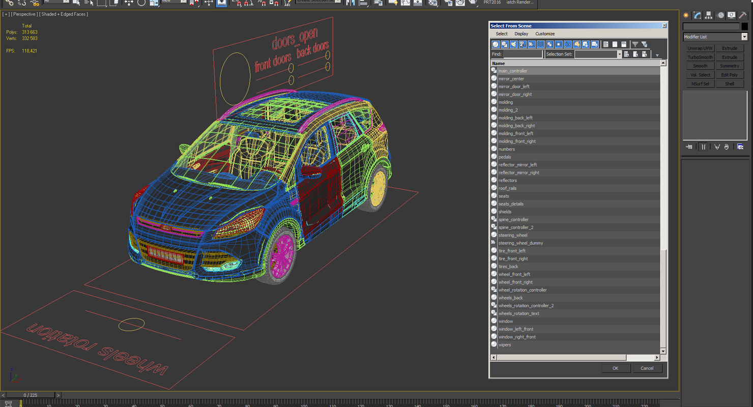 3D model Ford Kuga FWD 2016 Rigged