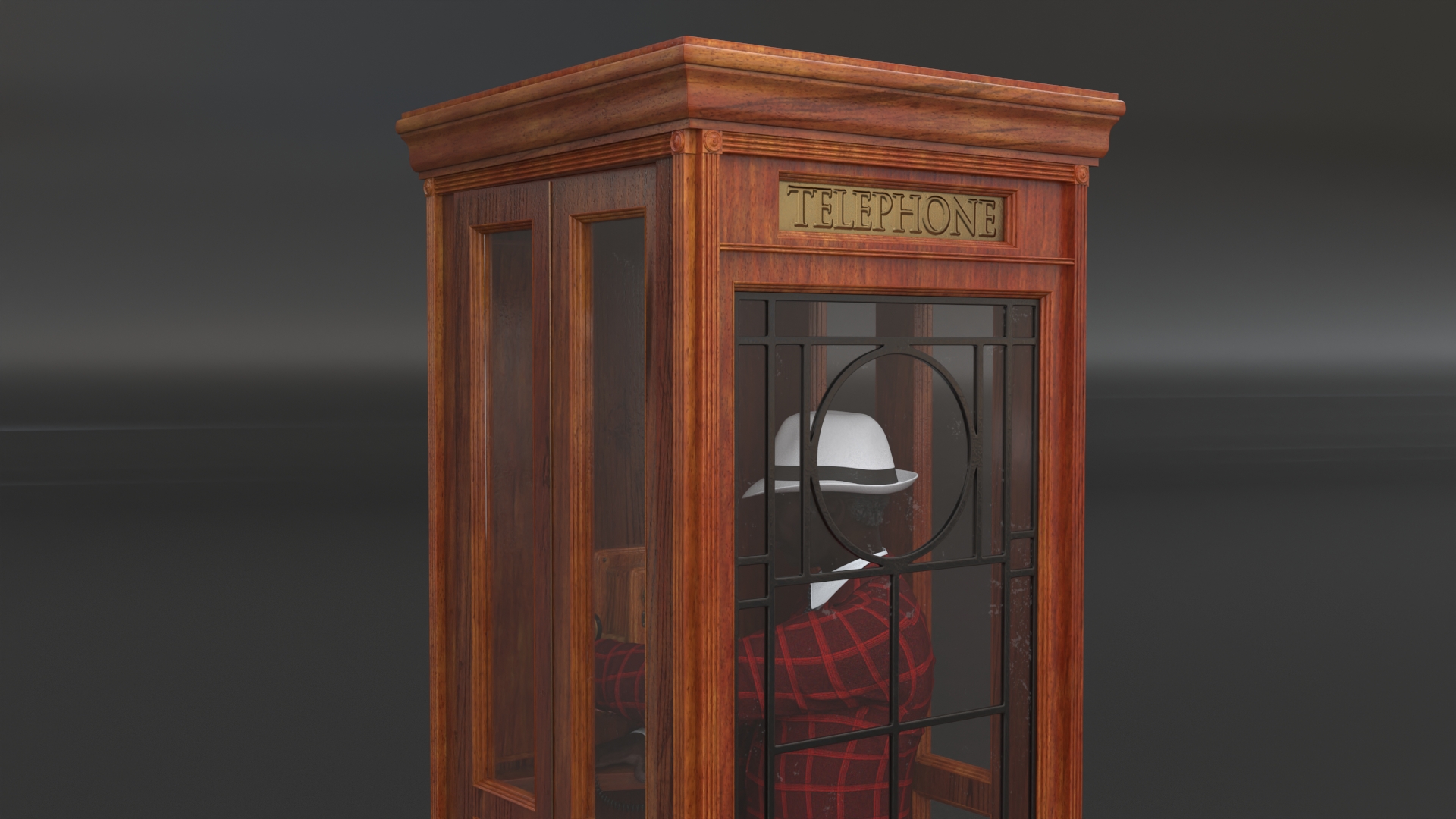 3D model Vintage Gentleman with Antique Telephone