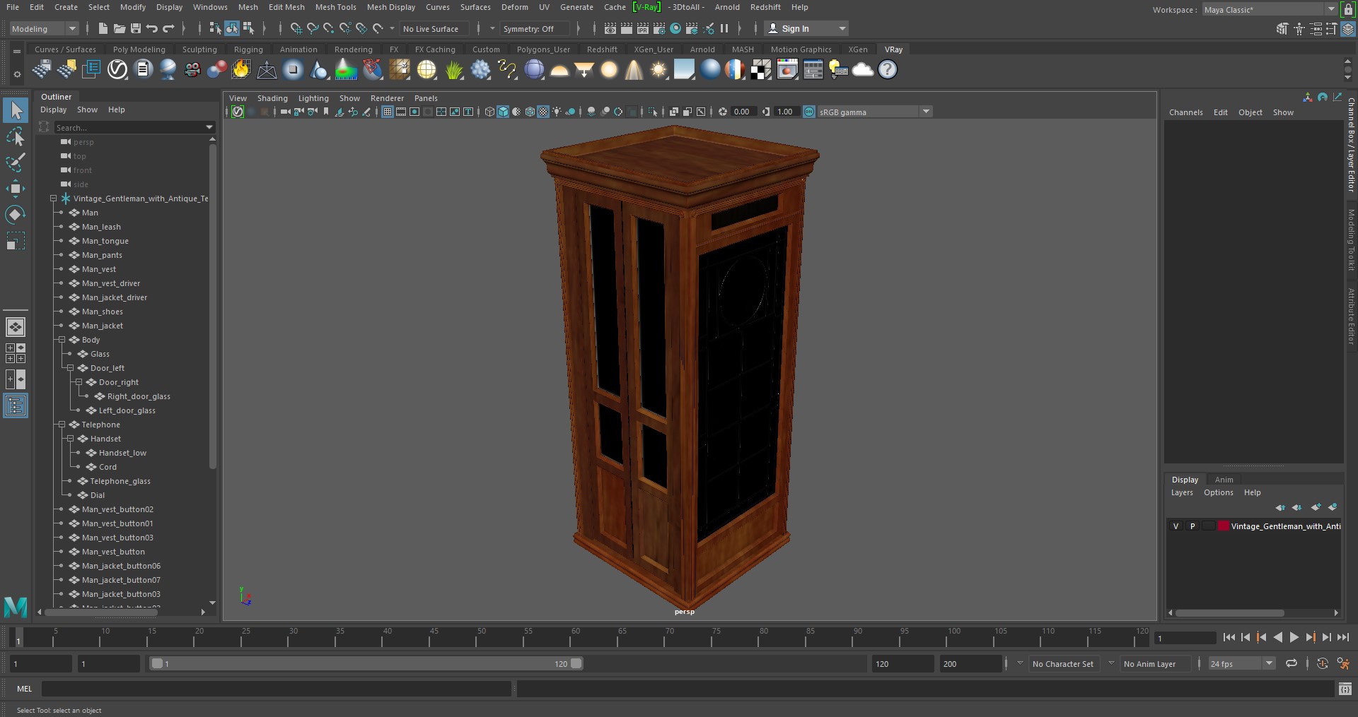 3D model Vintage Gentleman with Antique Telephone
