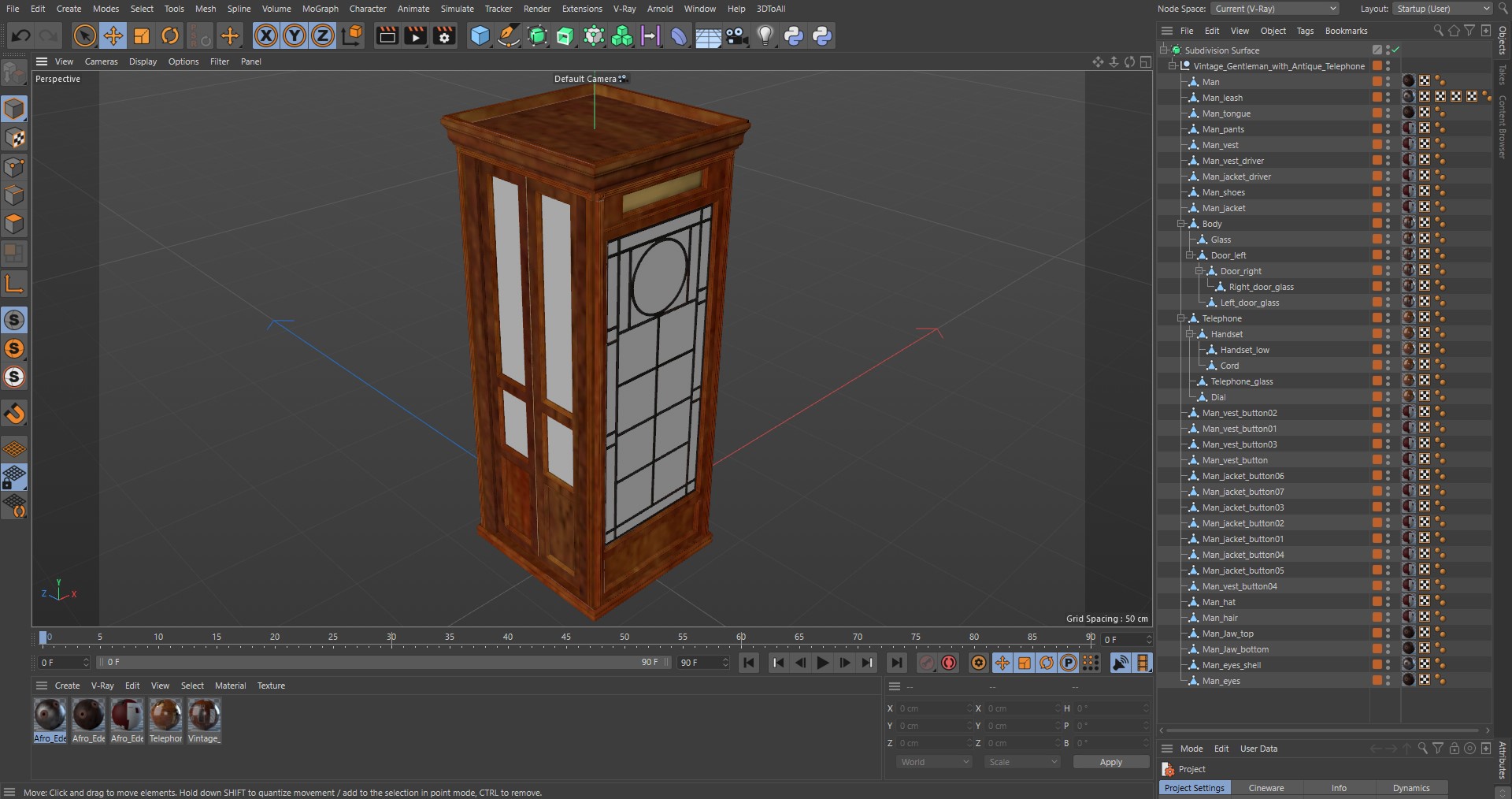 3D model Vintage Gentleman with Antique Telephone