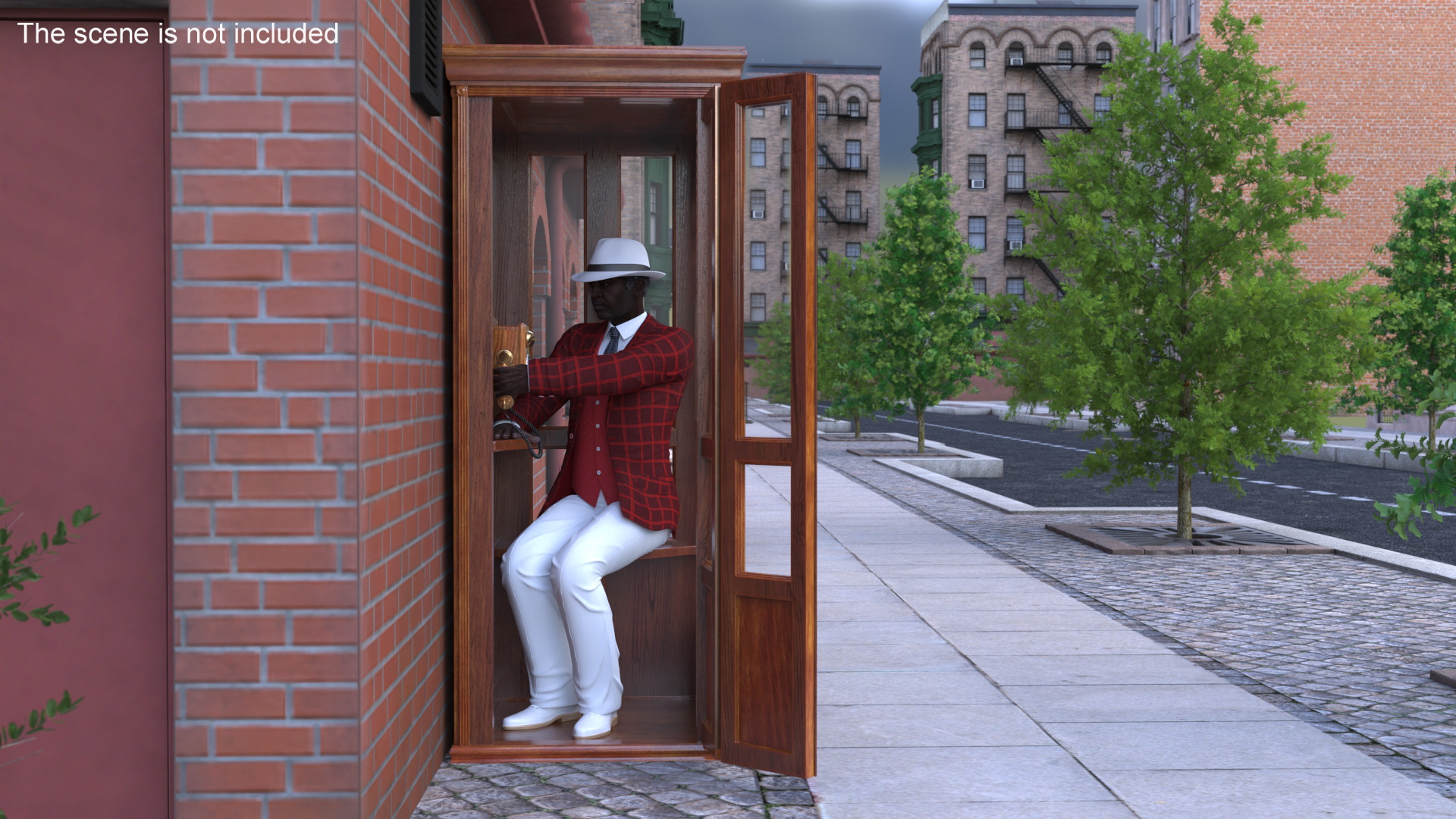 3D model Vintage Gentleman with Antique Telephone