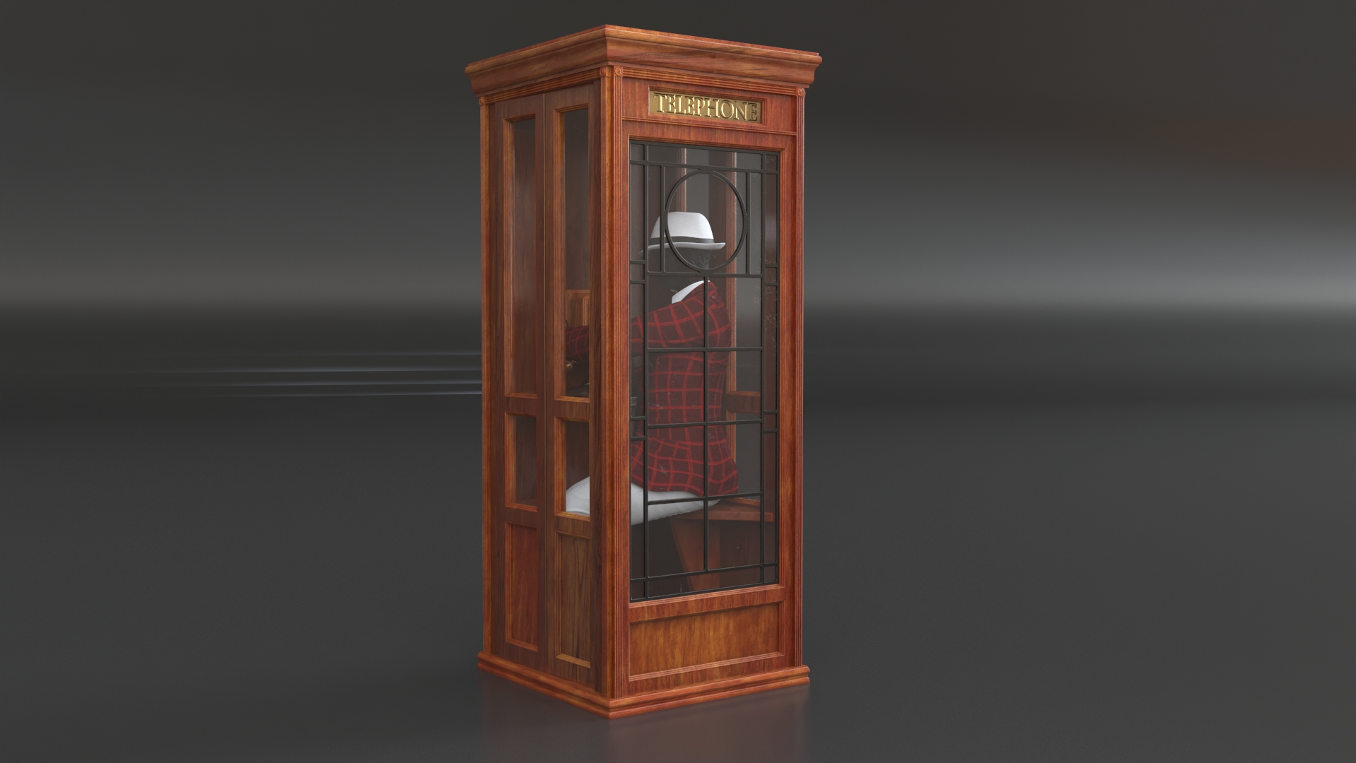 3D model Vintage Gentleman with Antique Telephone