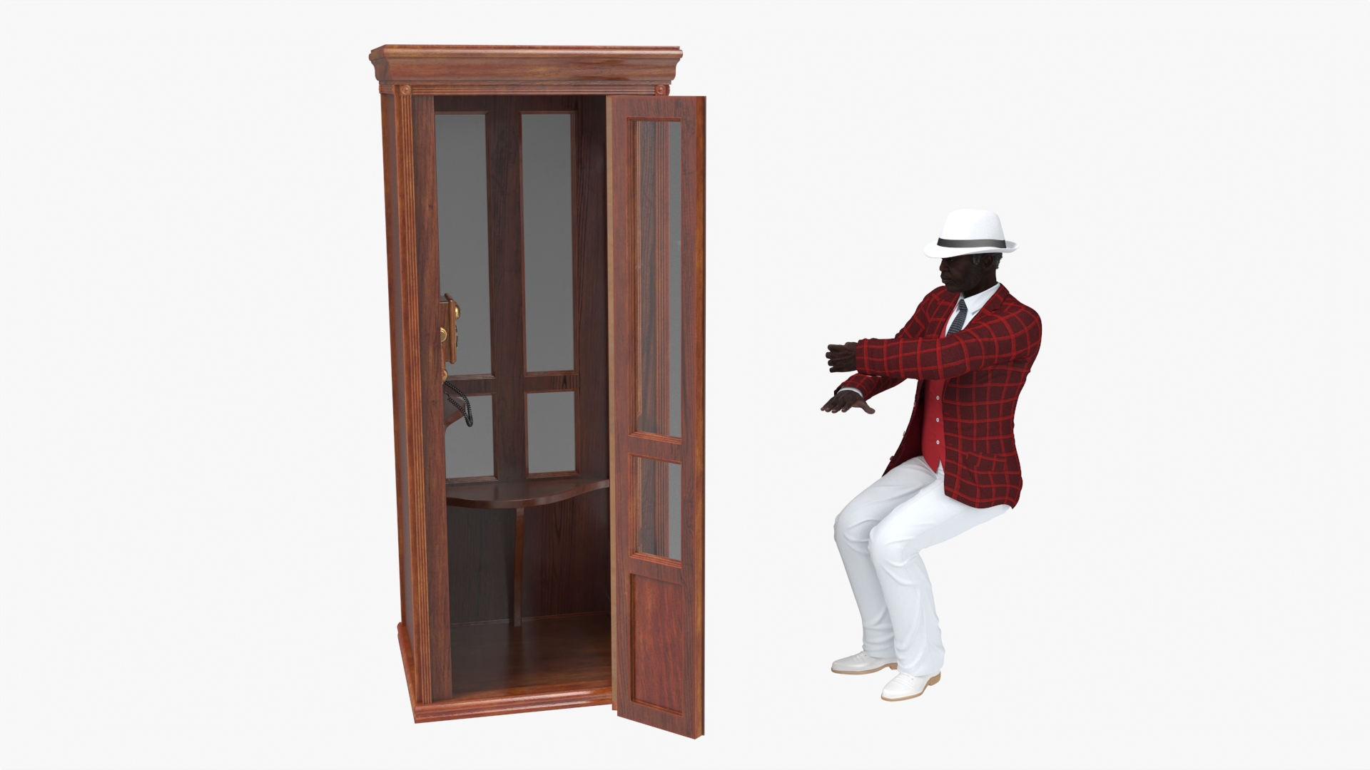 3D model Vintage Gentleman with Antique Telephone