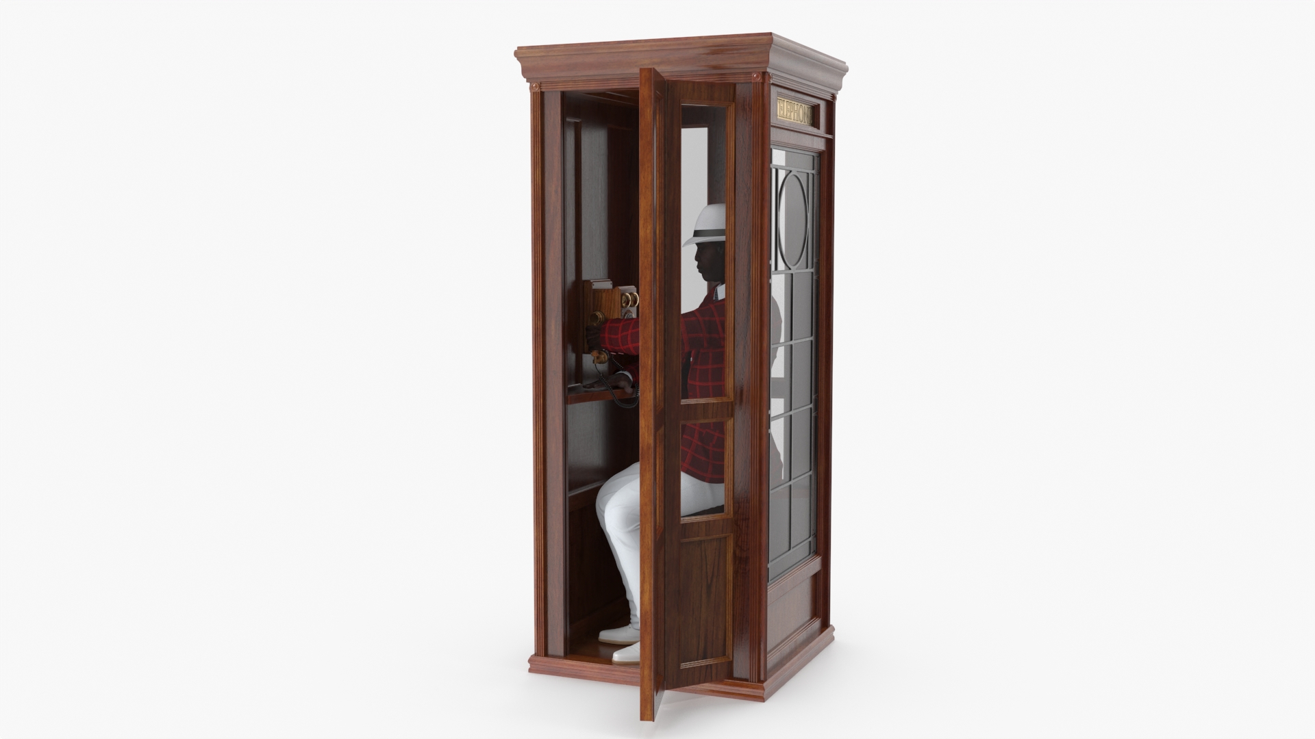 3D model Vintage Gentleman with Antique Telephone