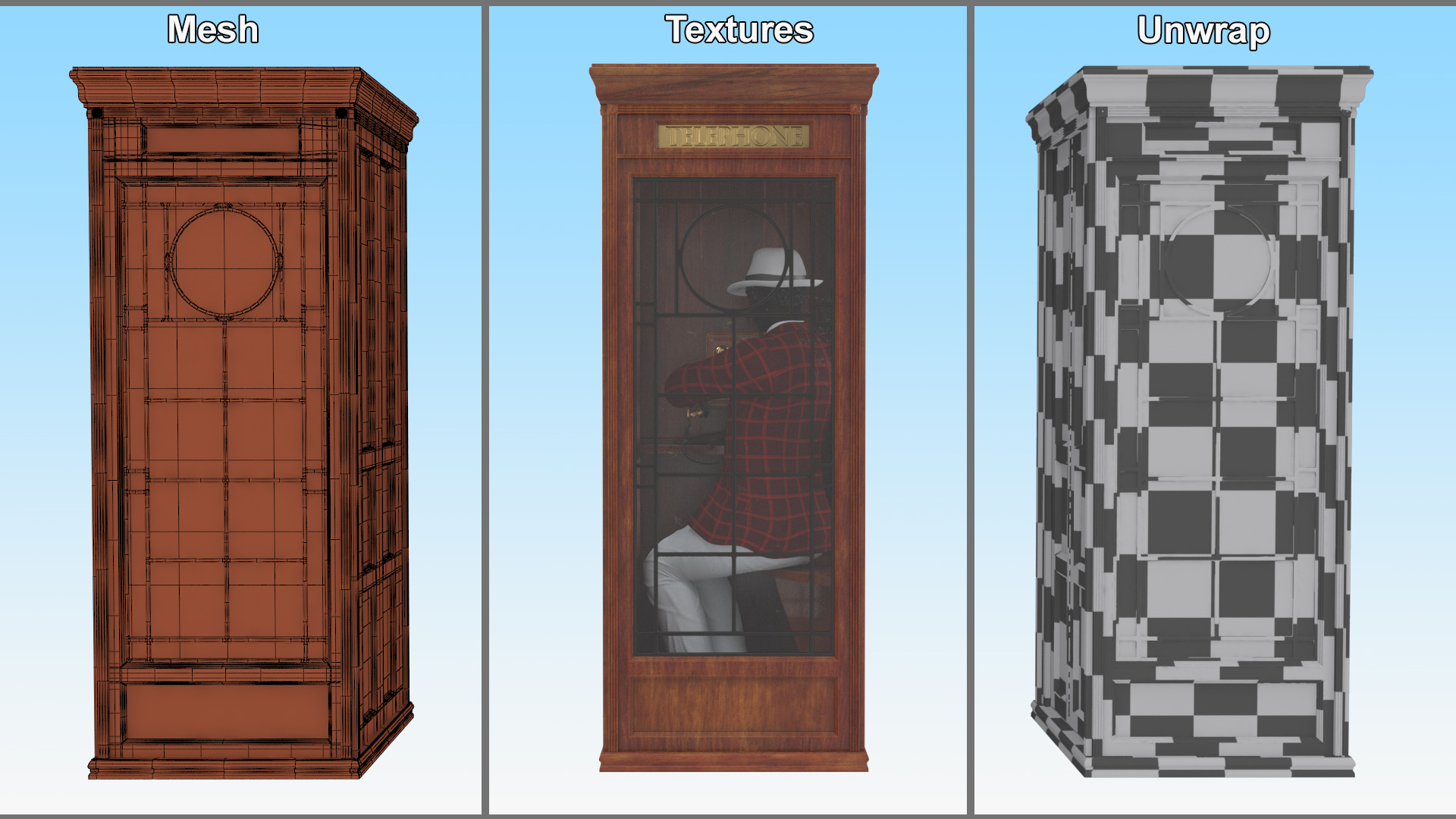 3D model Vintage Gentleman with Antique Telephone