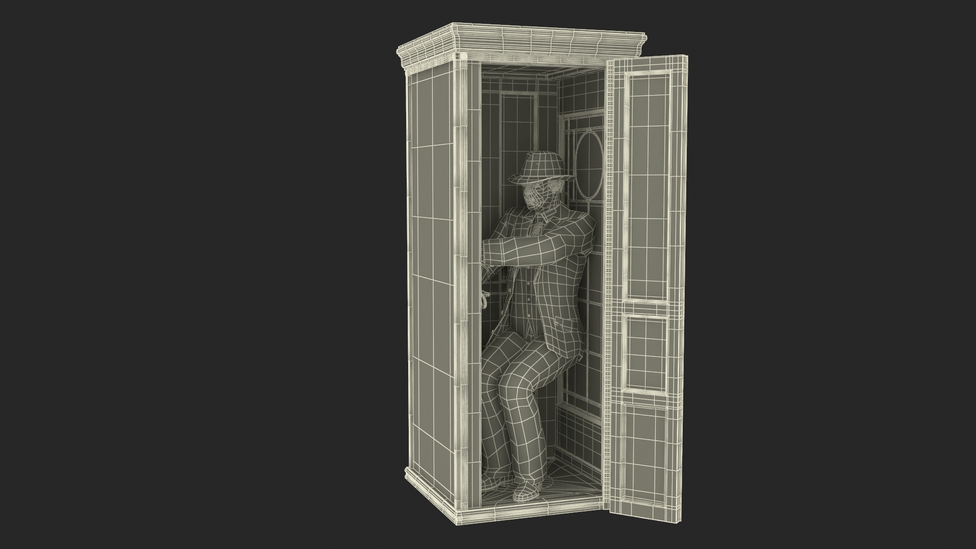 3D model Vintage Gentleman with Antique Telephone