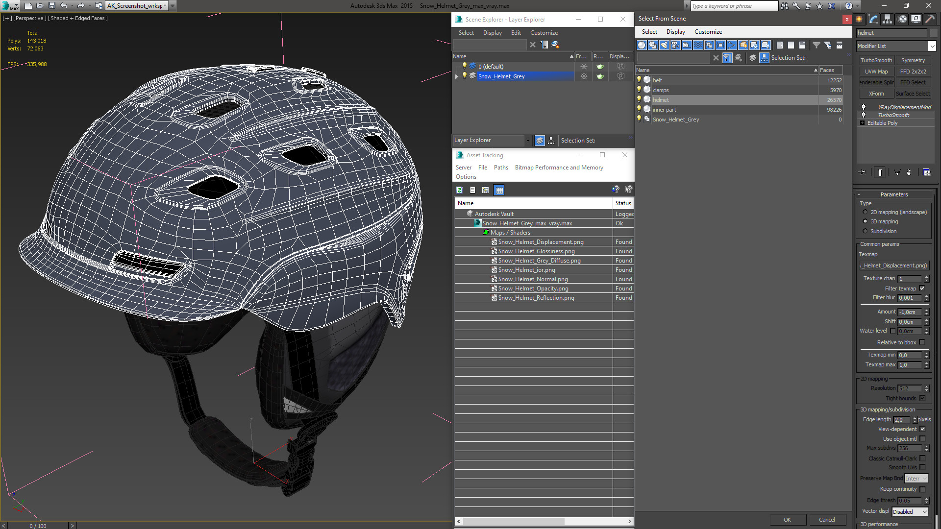 3D Snow Helmet Grey