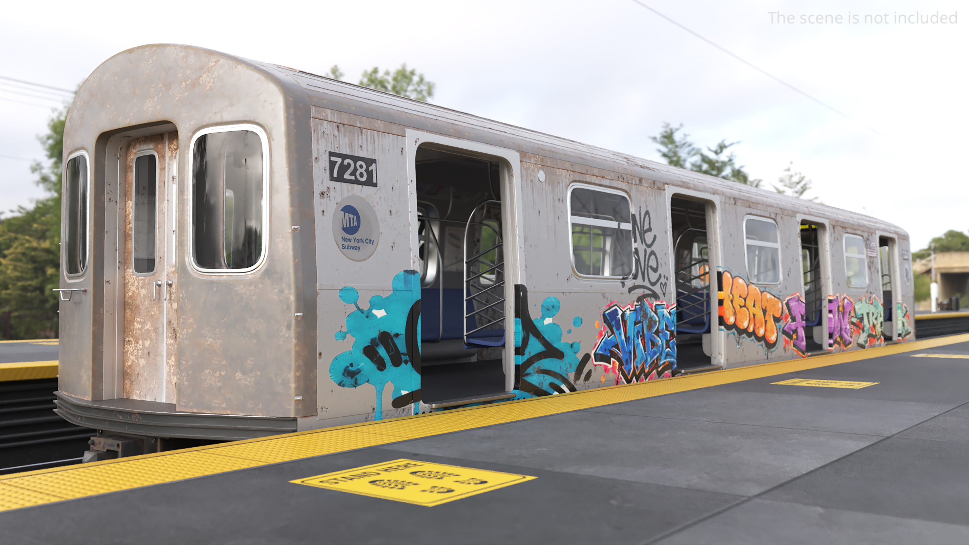 New York MTA Railcar with Street Art - view 2