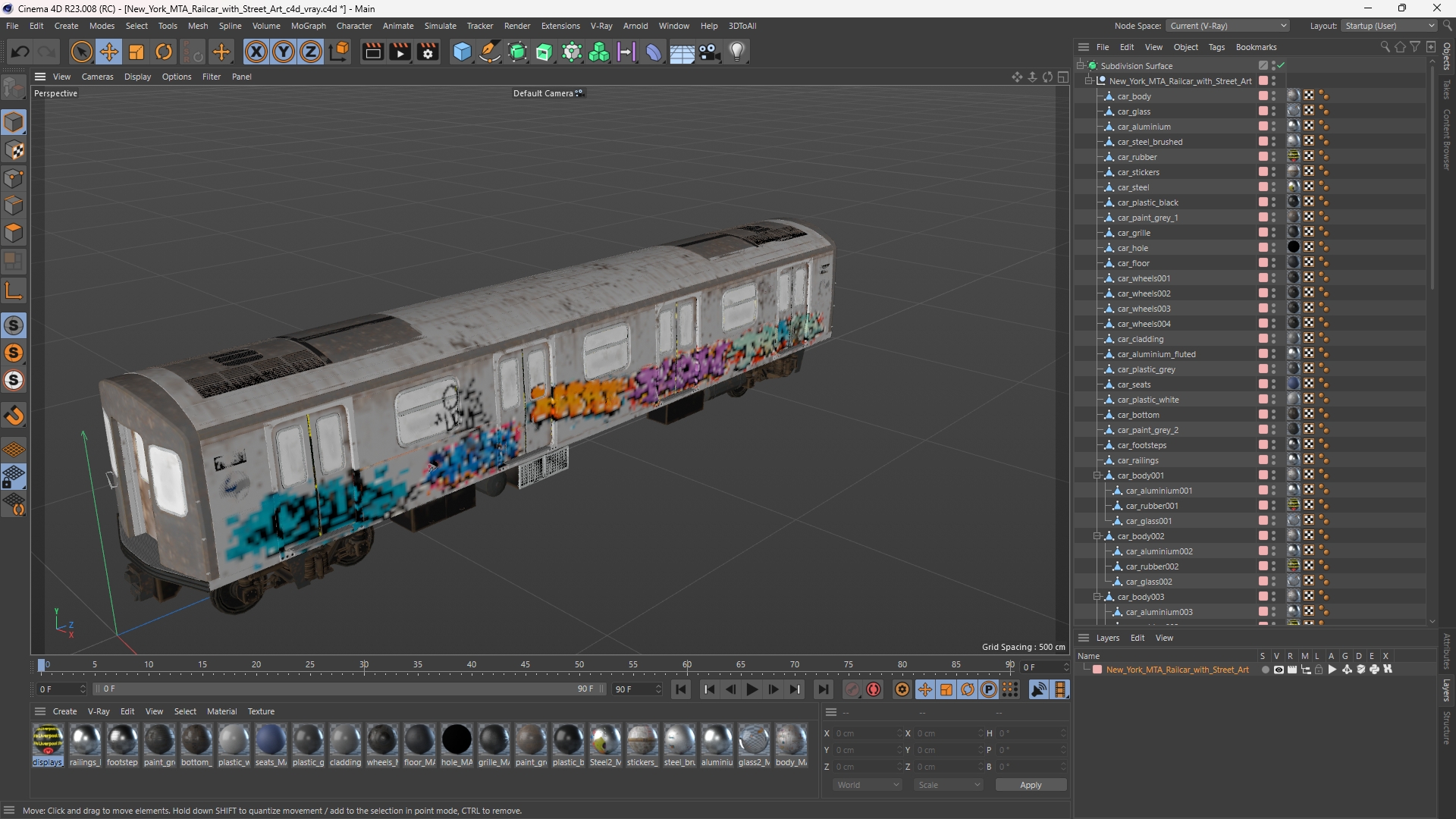 New York MTA Railcar with Street Art - view 12