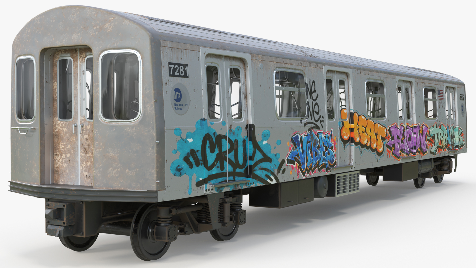 New York MTA Railcar with Street Art - view 5