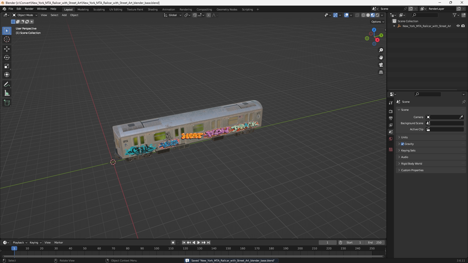 New York MTA Railcar with Street Art - view 10
