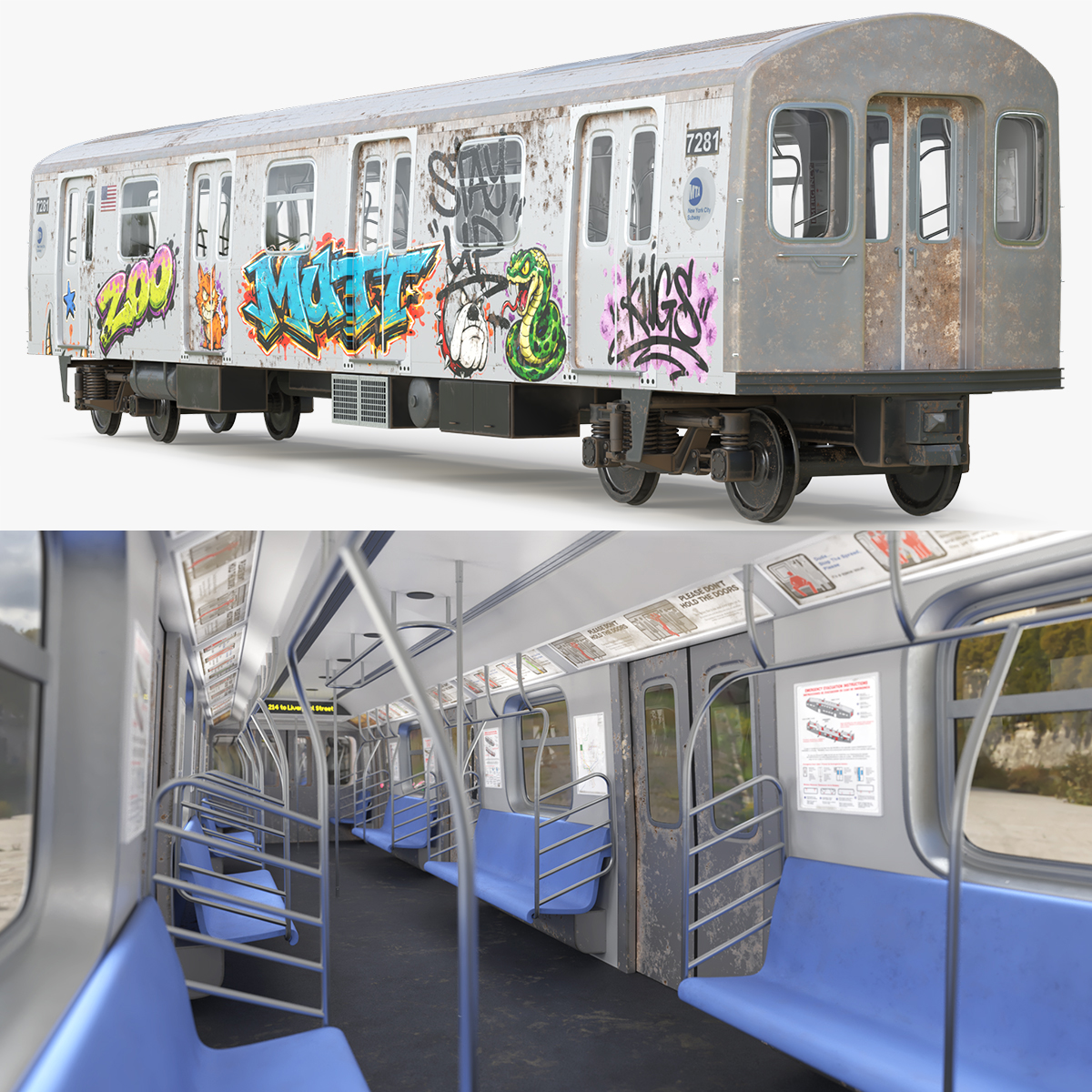 New York MTA Railcar with Street Art - view 9