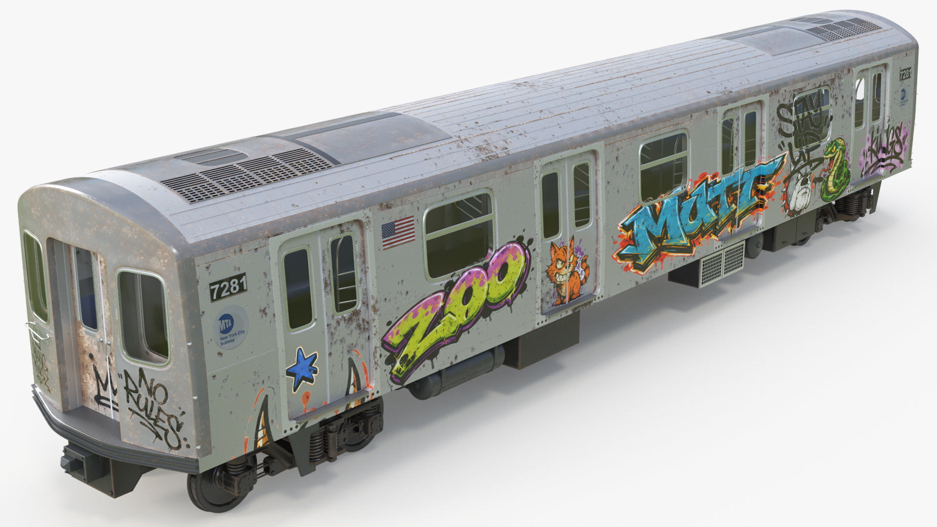 New York MTA Railcar with Street Art - view 6