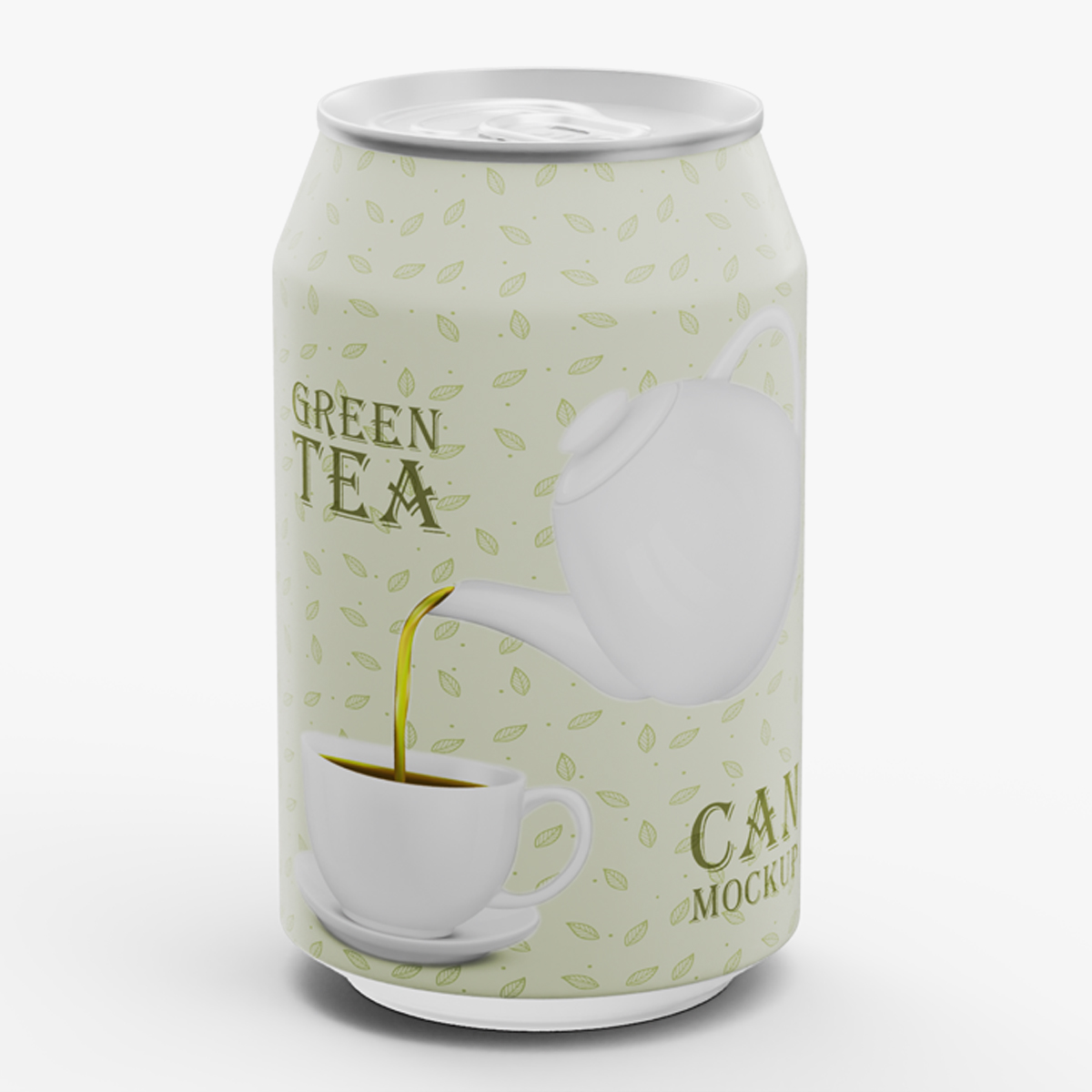 Green Tea Can Mockup 200ml, view 2