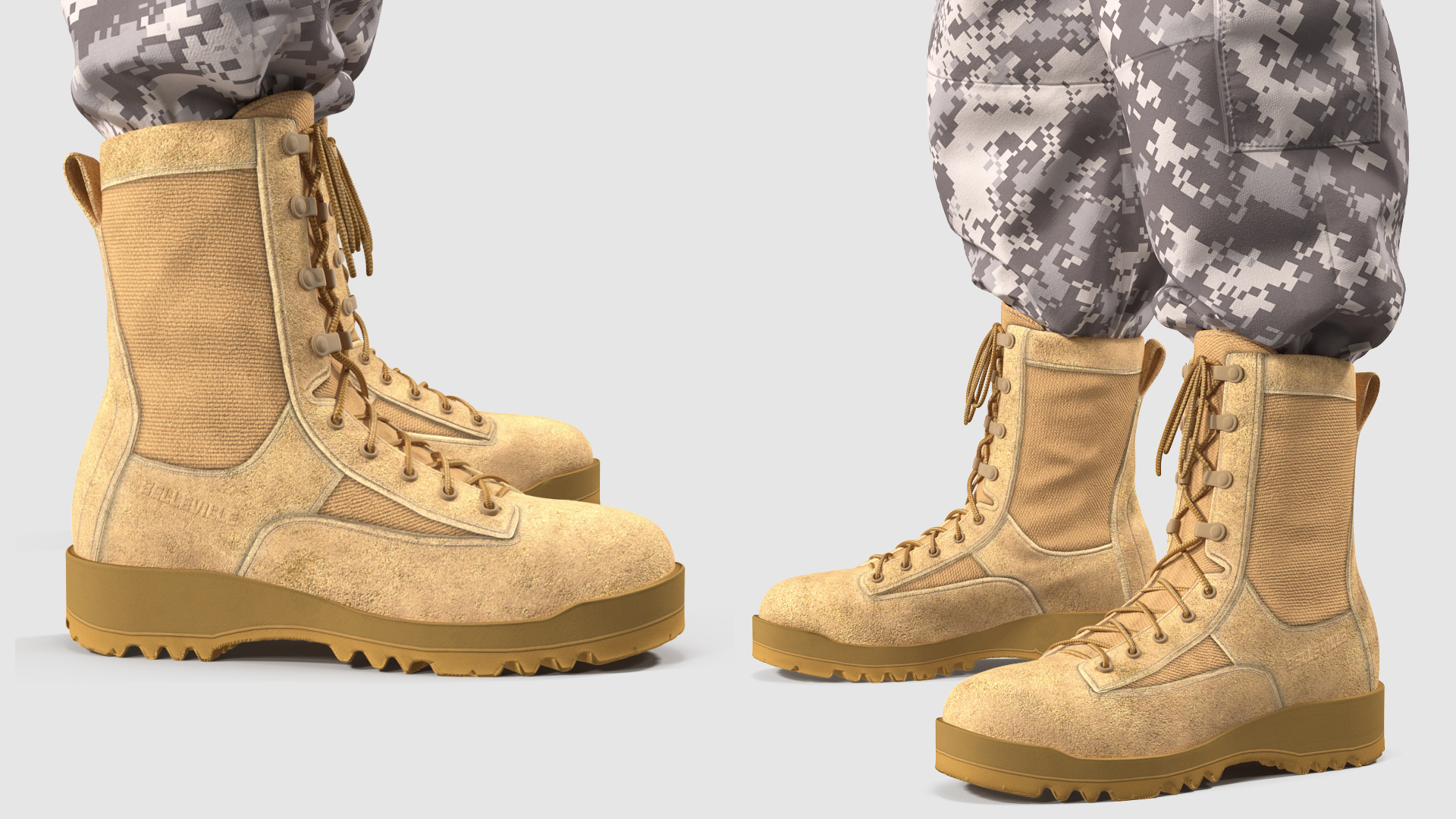 3D Black Female Soldier Military ACU Standing Pose Fur