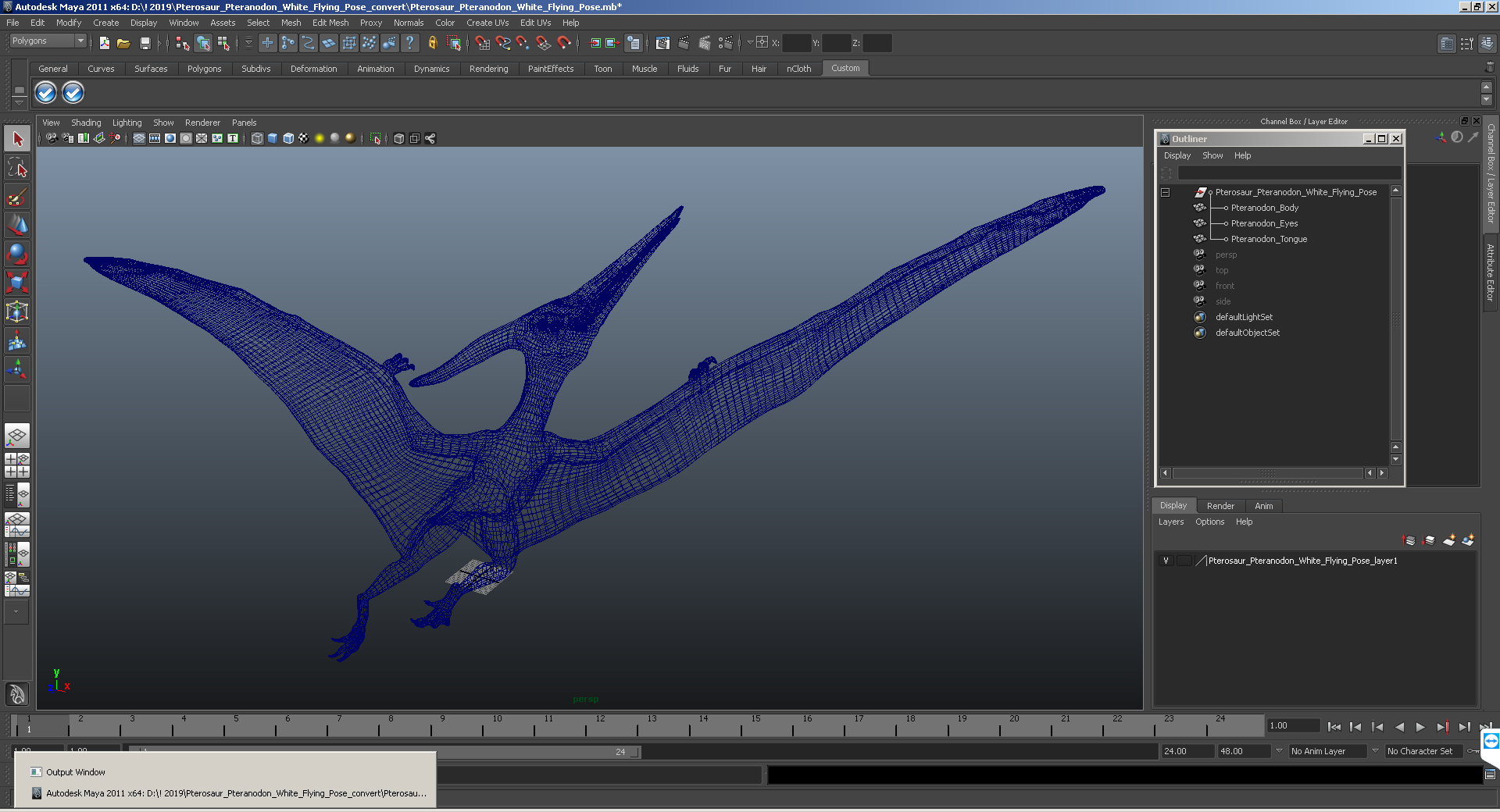 3D Pterosaur Pteranodon White Flying Pose model