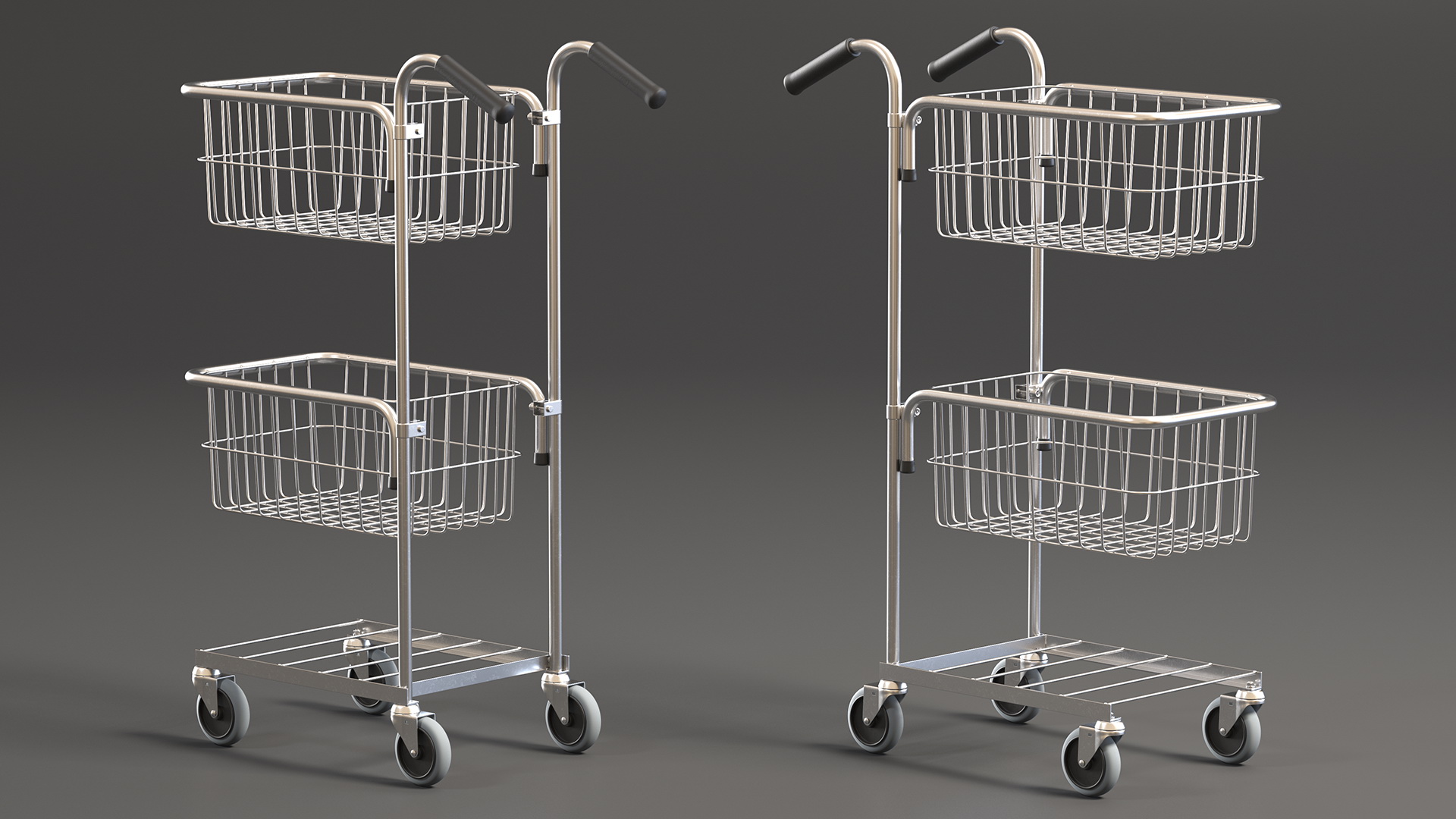 3D Chrome Mini Trolley with Two Baskets