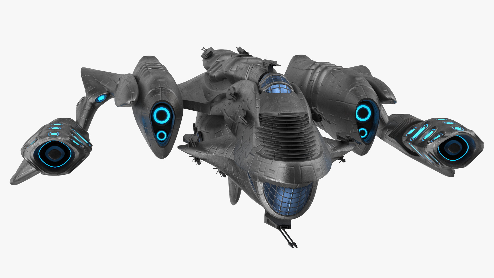 3D Sci-Fi Space Warship Black