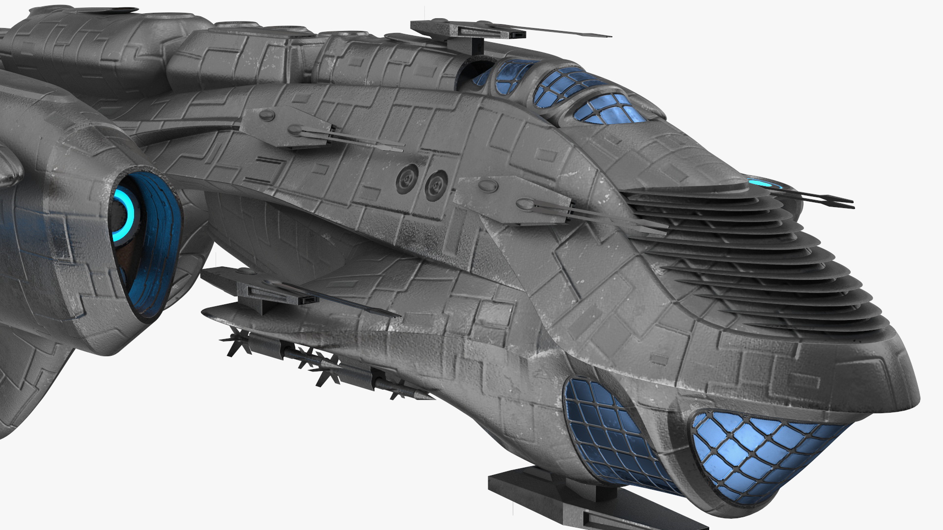 3D Sci-Fi Space Warship Black