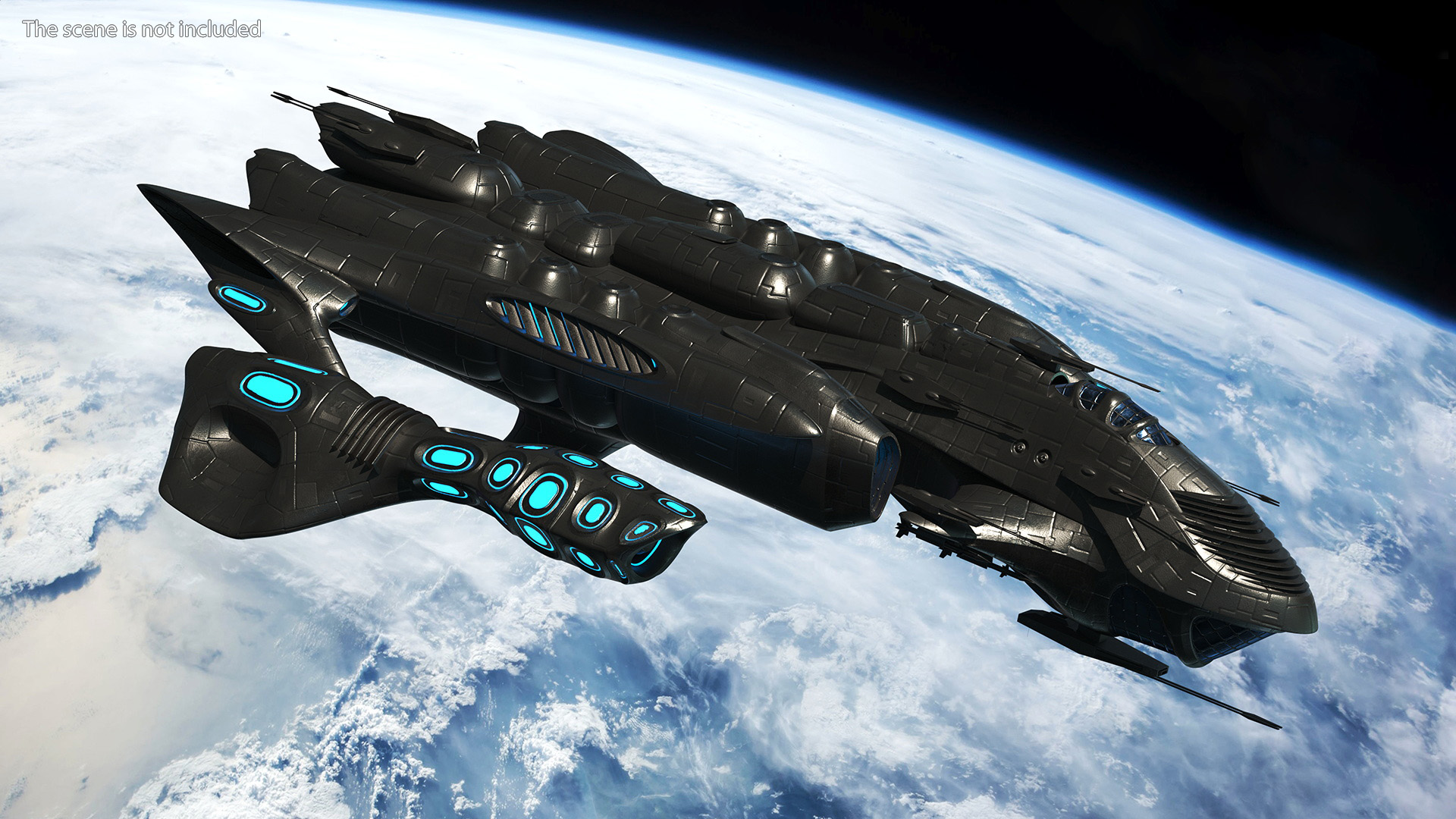 3D Sci-Fi Space Warship Black